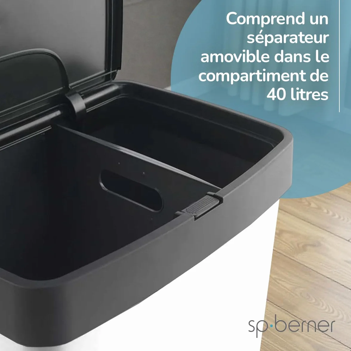 Poubelle de recyclage 70 L avec pédale 3 compartiments Gris anthracite