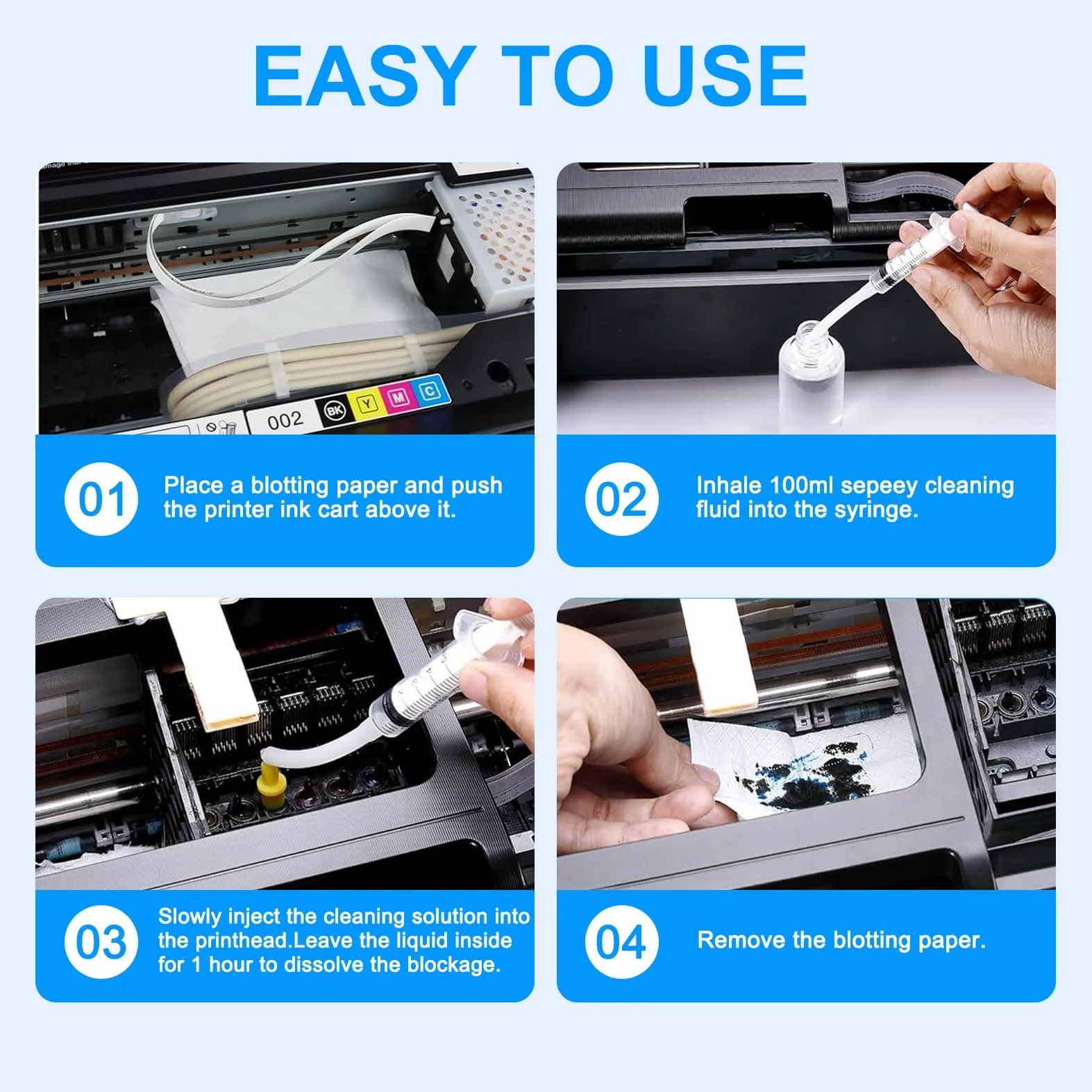Eco Solvent Solution de Nettoyage d'encre 250 ml Compatible Epson DX5 DX7 DX9 DX10 DX11 Tête d'impression Roland Mimaki Mutoh