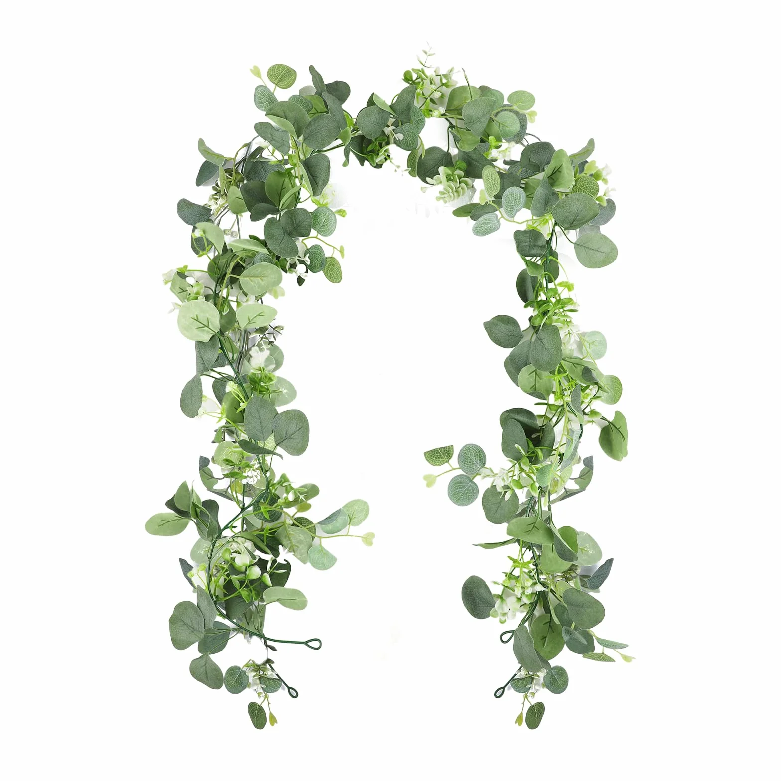 Guirlande Eucalyptus Artificielle 1,8 m avec Fleurs Blanches