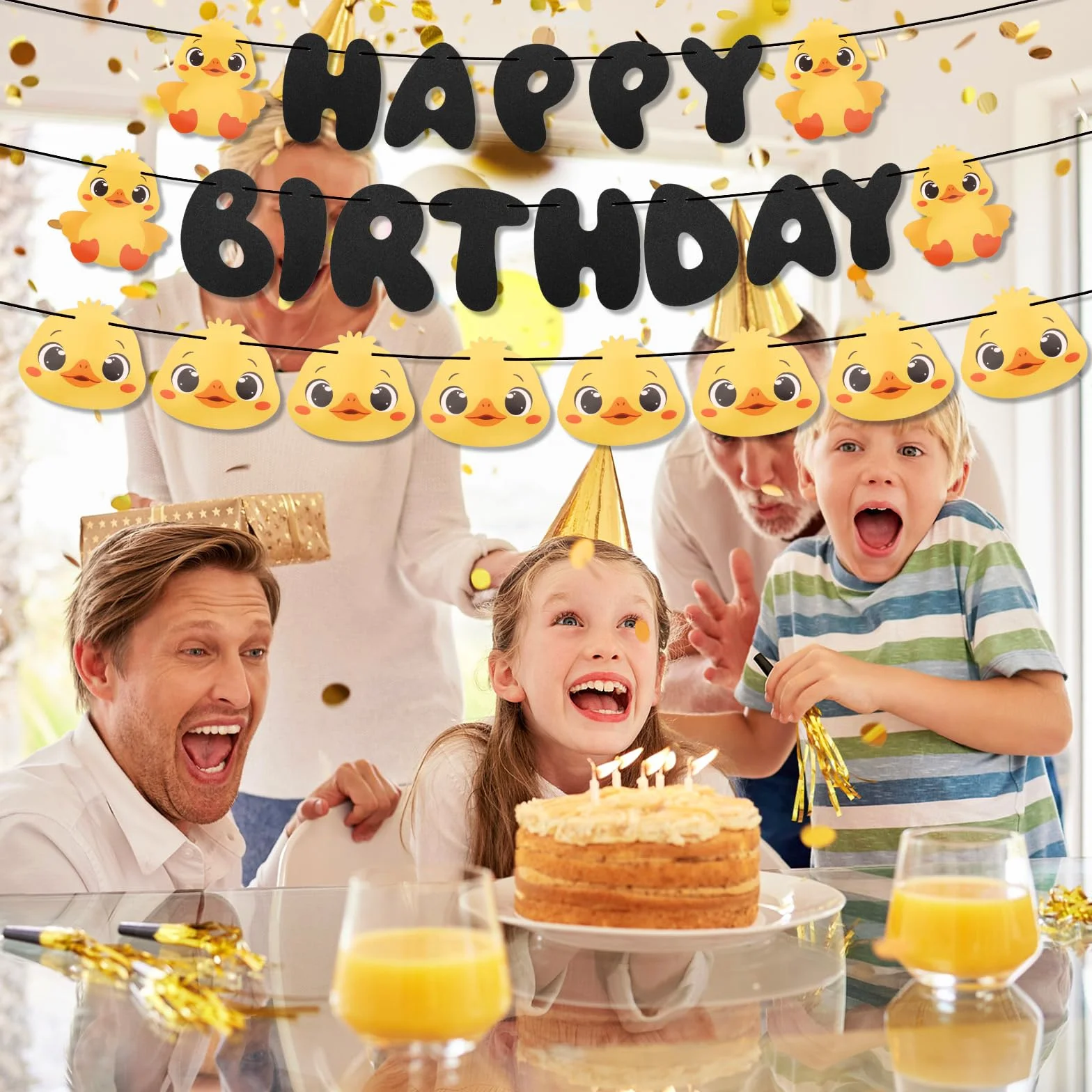 Bannière d'Anniversaire Forme Canard 3m Décorations Fête Suspendre Toile Fond Photo Accessoires Thème Canard Baby Shower