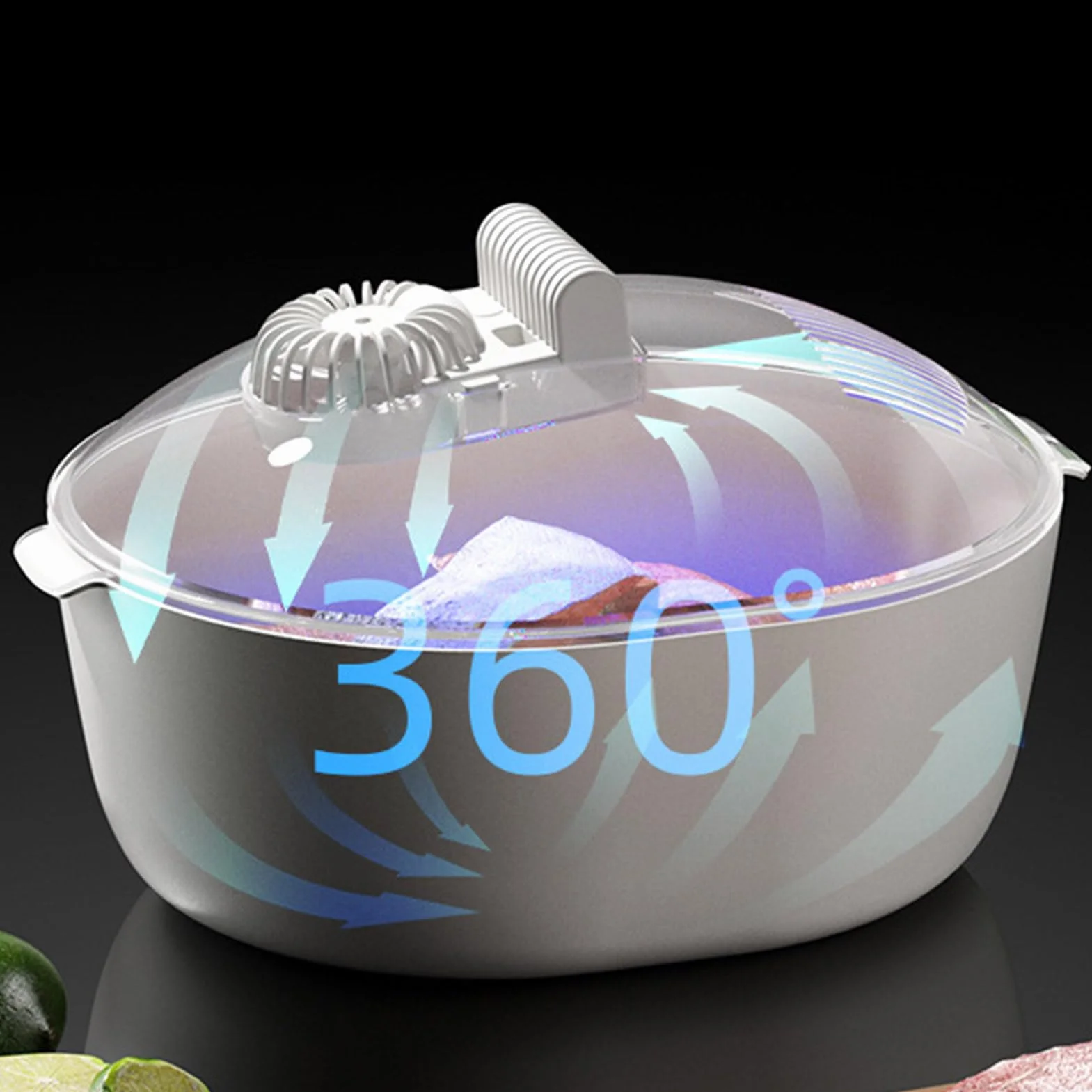 Plateau de Décongélation pour Viande Congelée, Décongélation Rapide et Sûre, Grande Boîte de Décongélation UV avec Panier D'égouttage, Minuterie de 15 à 30 Minutes