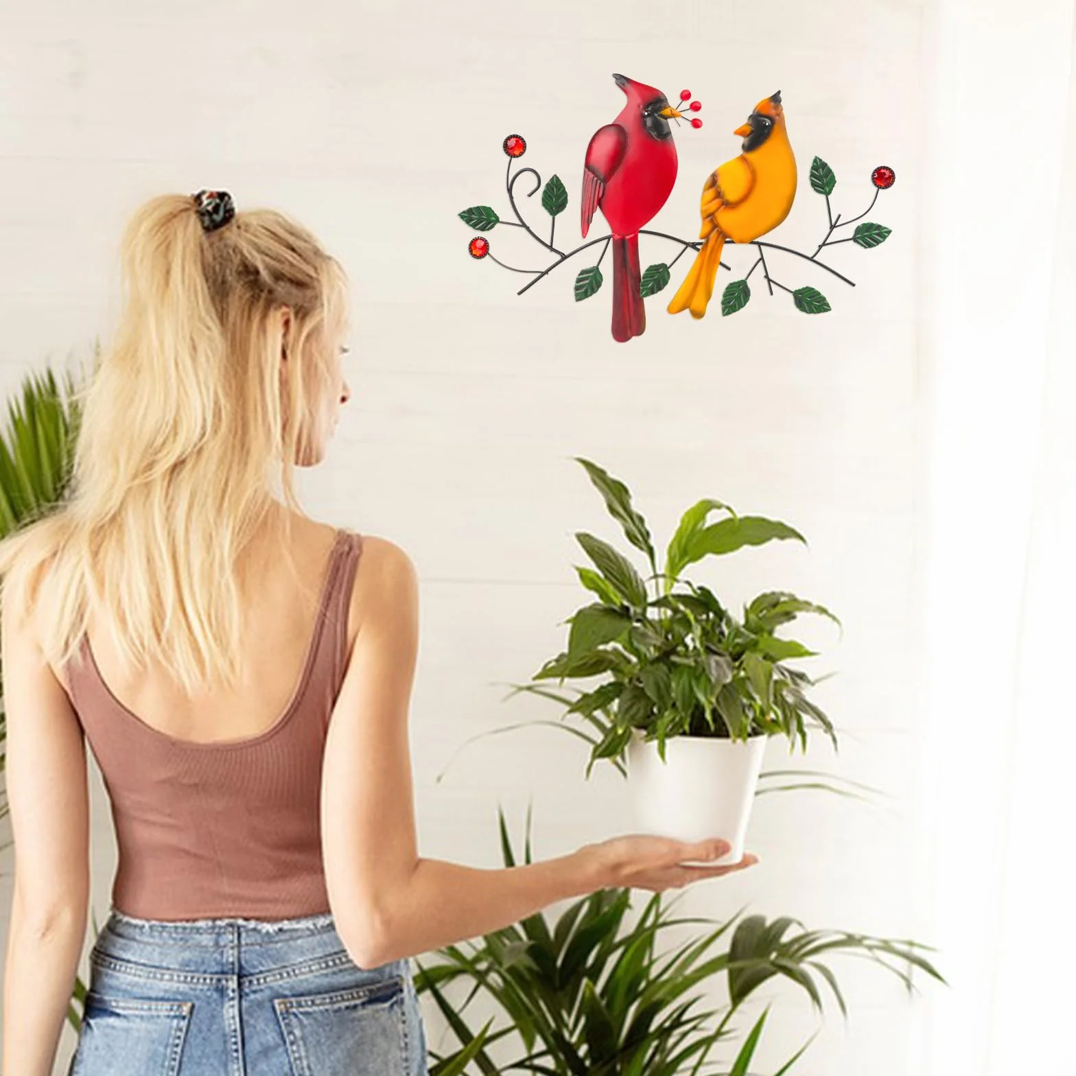 YiYa Décoration Murale en Métal Oiseau Moderne pour Jardin Salon Terrasse