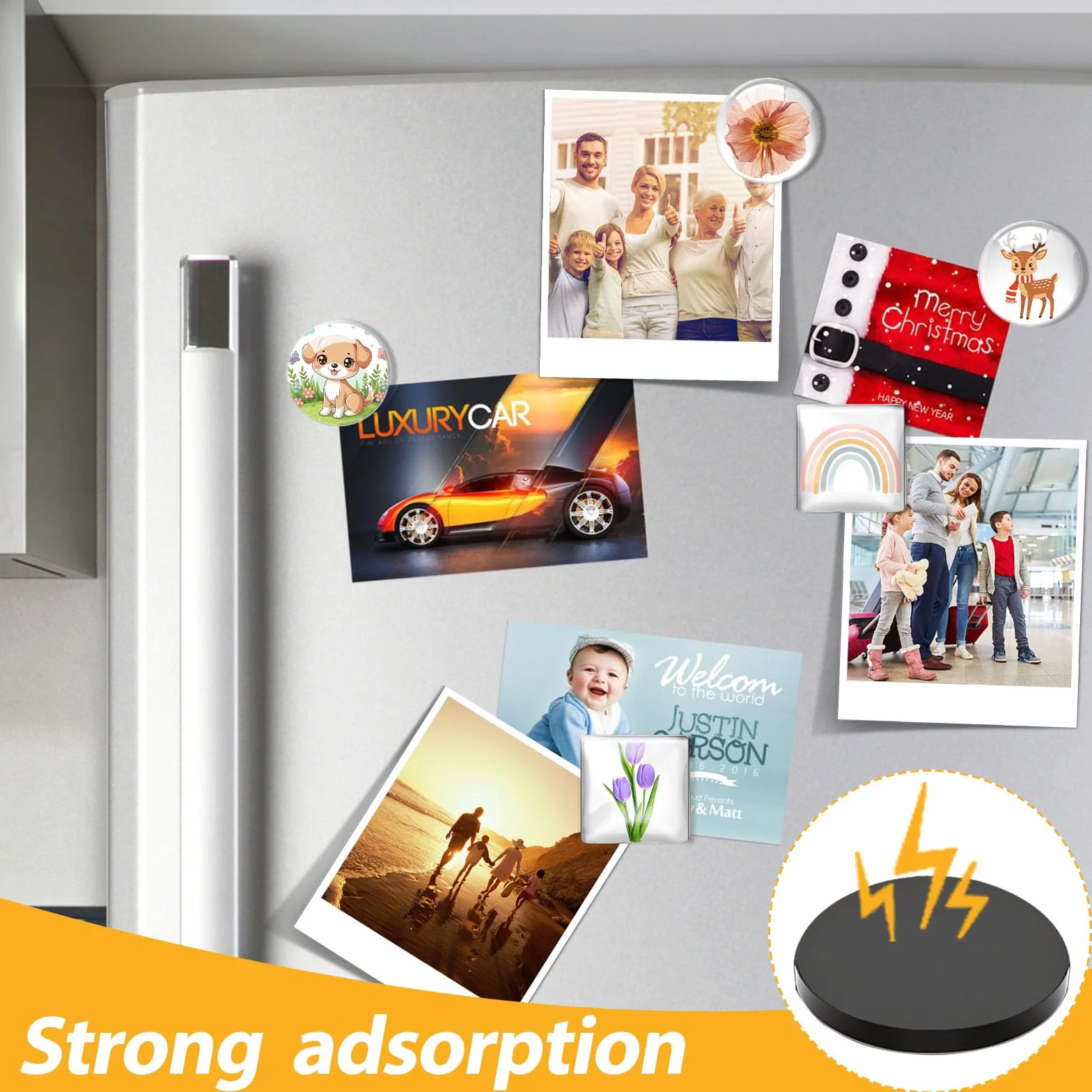 Aimants Photo Personnaliser Verre Transparent Carré Rond 30mm 25mm pour Réfrigérateur DIY