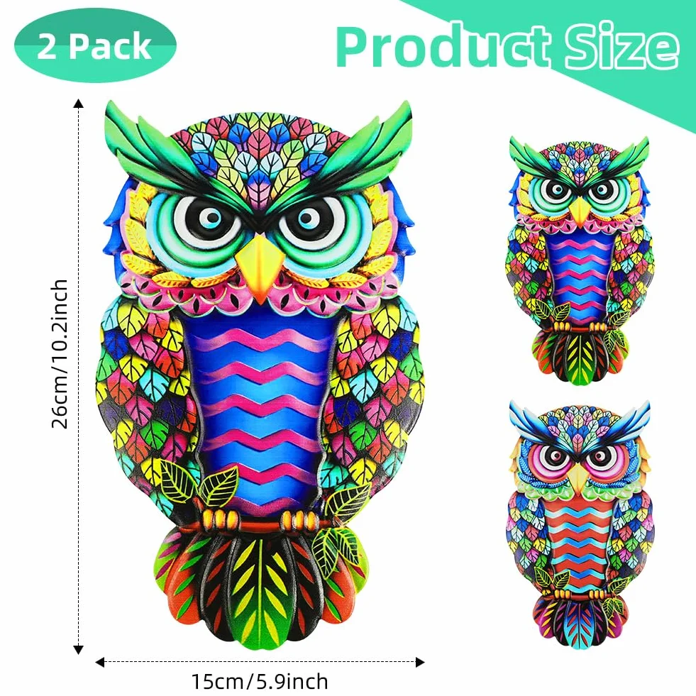 Décoration Murale en Métal Hibou, 2pcs Sculpture Mur Art Extérieur Jardin