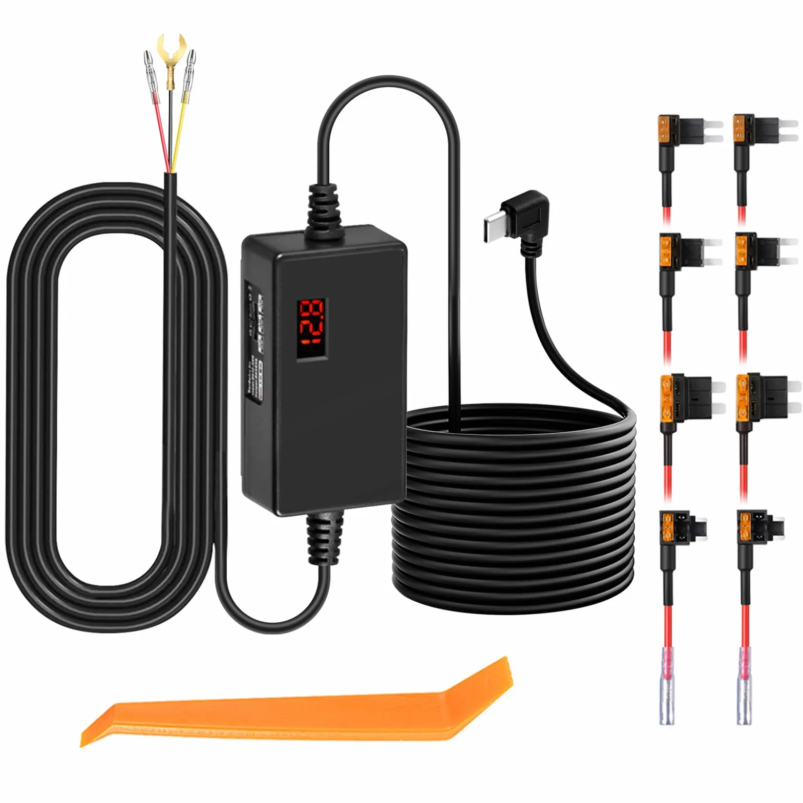 Zestaw okablowania kamery Dash Cam, zestaw mini USB Hardwire 12V-24V w 5V, z ochroną niskiego napięcia do kamery rozdzielczej, kablem zasilającym