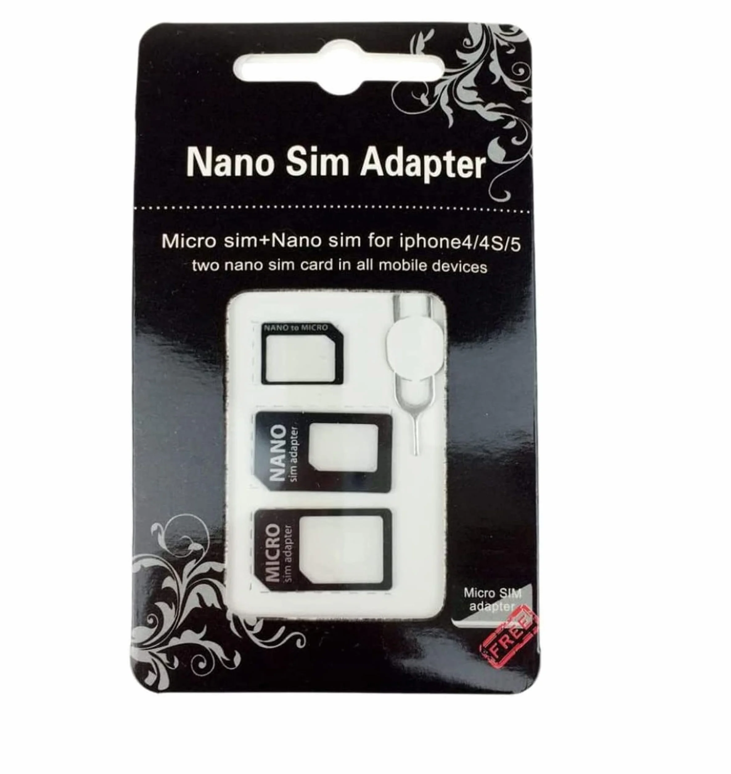 Adapter noosy 3 w 1 Nano SIM, Micro SIM i SIM, czarny