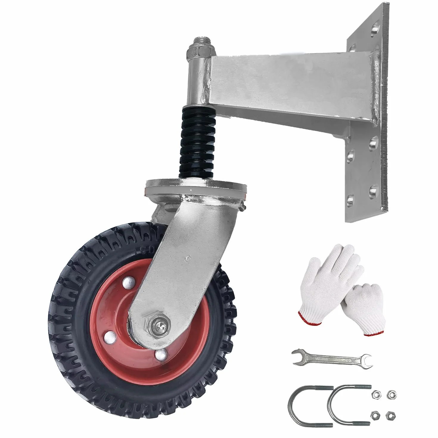 Roues De Portail Lourd Avec Ressorts Amortisseurs,6 pouces Roulette De Portail,600lb Roulette Porte Coulissante Avec Clé Et Vis Pivotantes à 360°,En Caoutchouc Et Acier,Pour Portes En Bois Et En Métal
