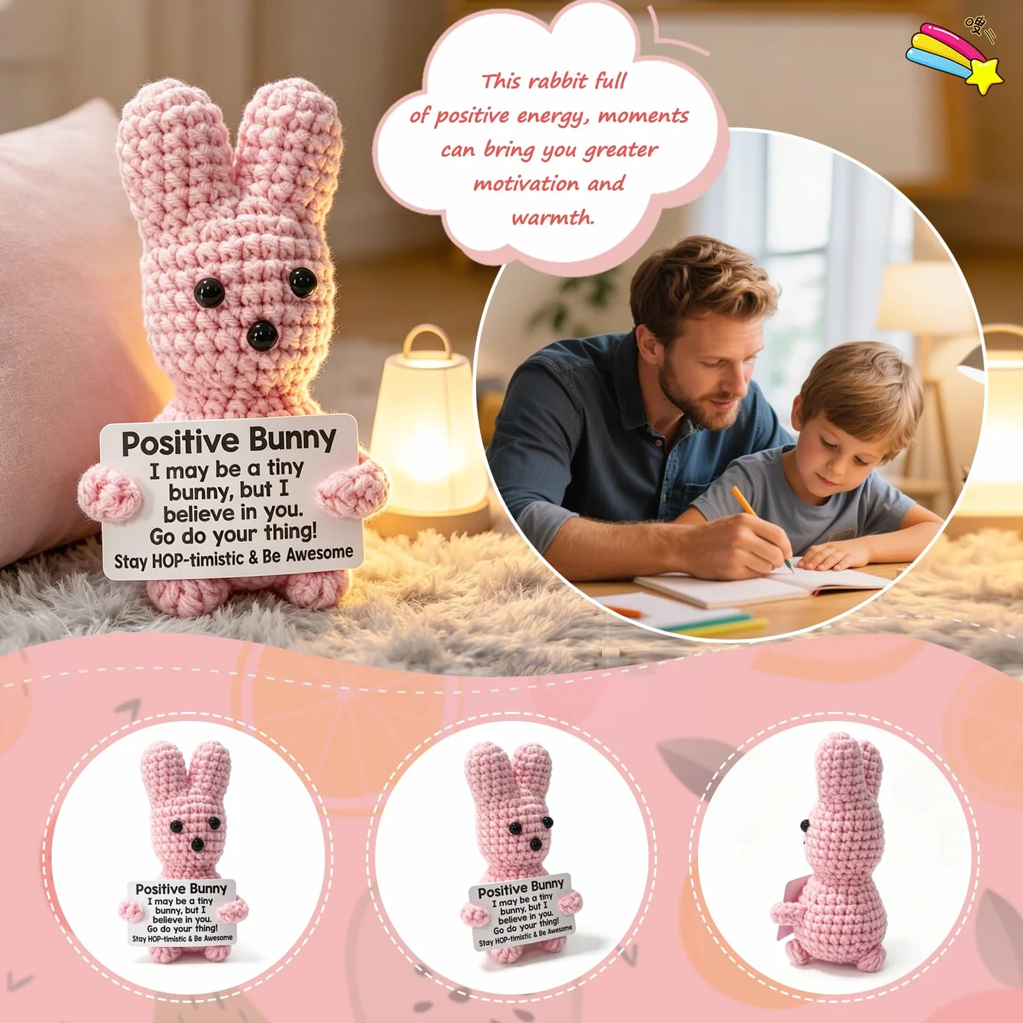Poupée câlin en laine tricotée Animal Bunny Cadeau Soutien émotionnel