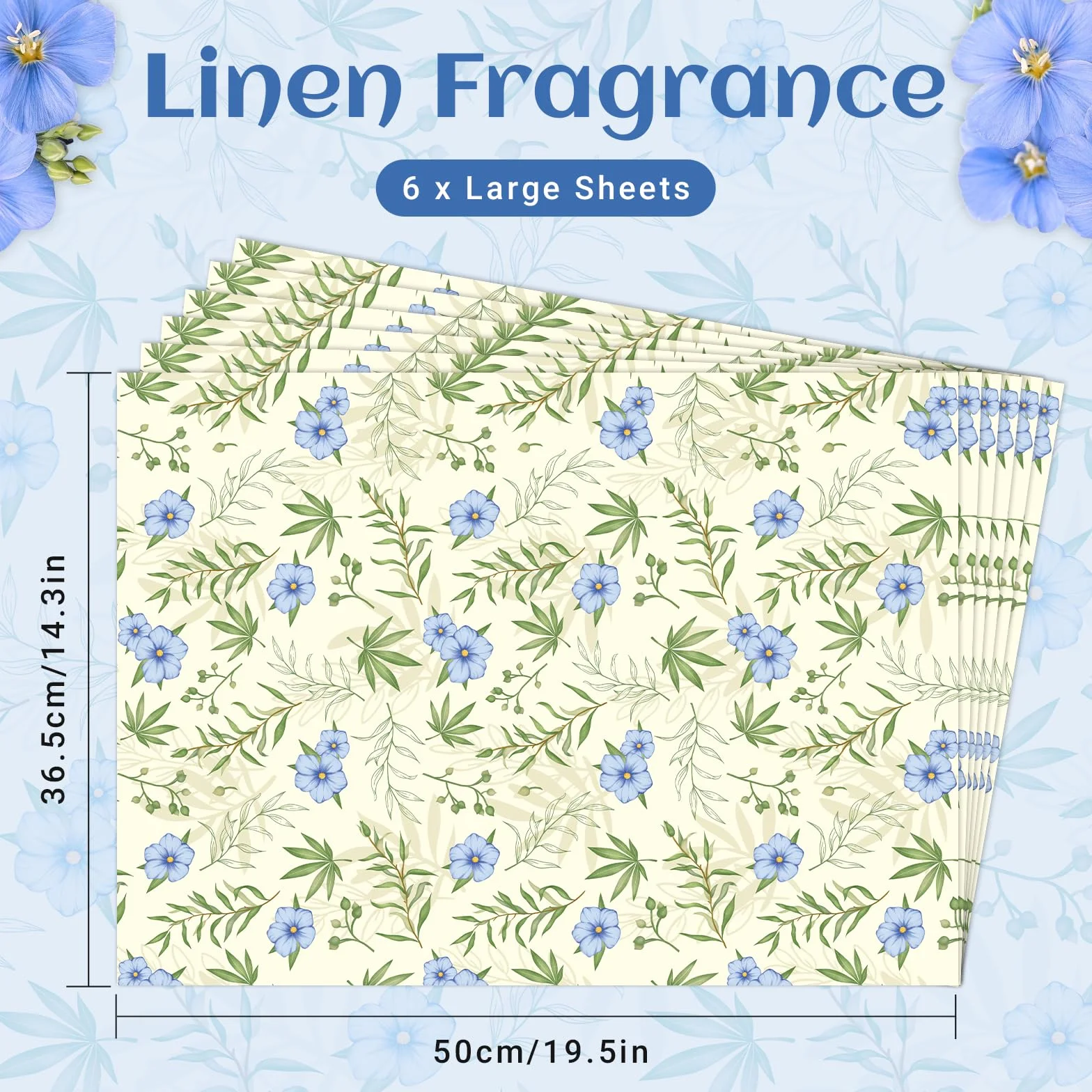 Papiers Parfumés Tiroirs Lin Frais 6 Feuilles 36.5 x 50 cm