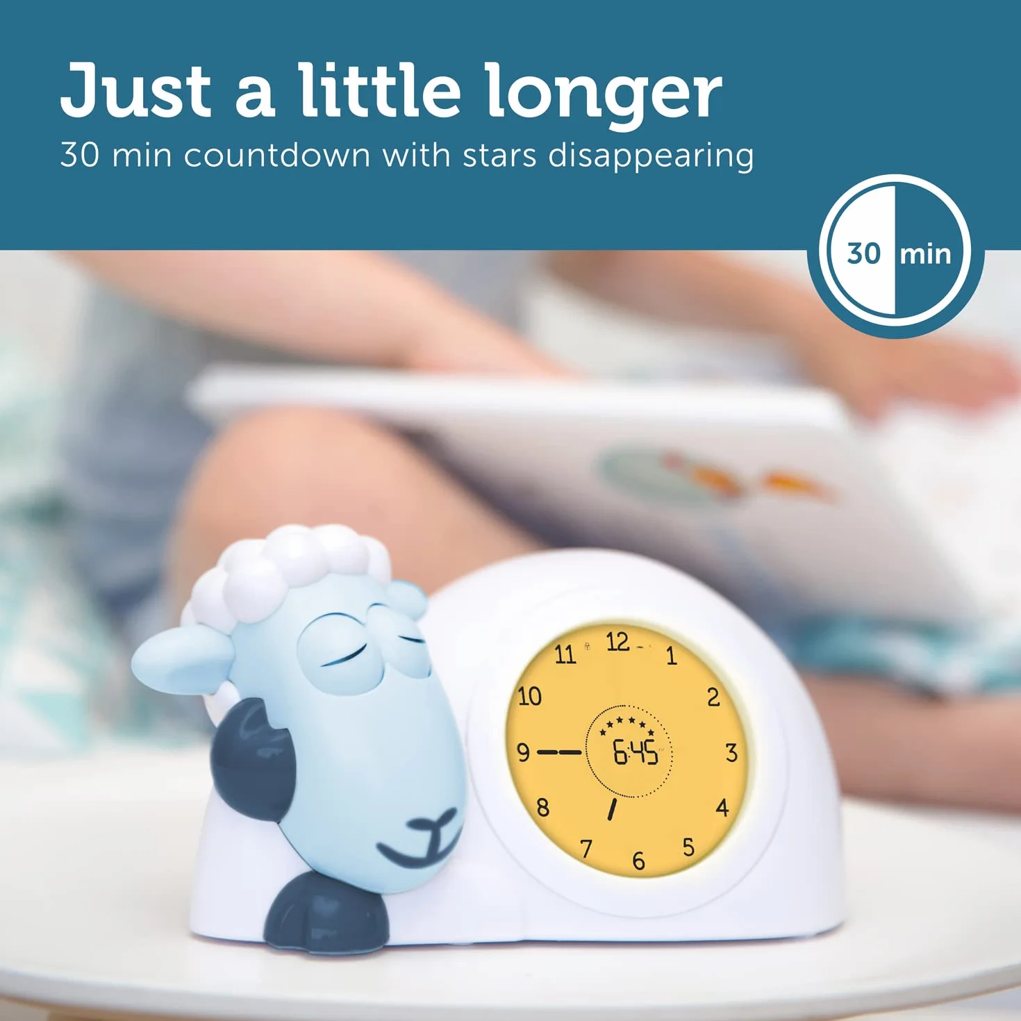 ZAZU Horloge Sam l'Agneau - Horloge d'Entraînement au Sommeil et Veilleuse pour Enfants | Réveil lumineux | Luminosité réglable