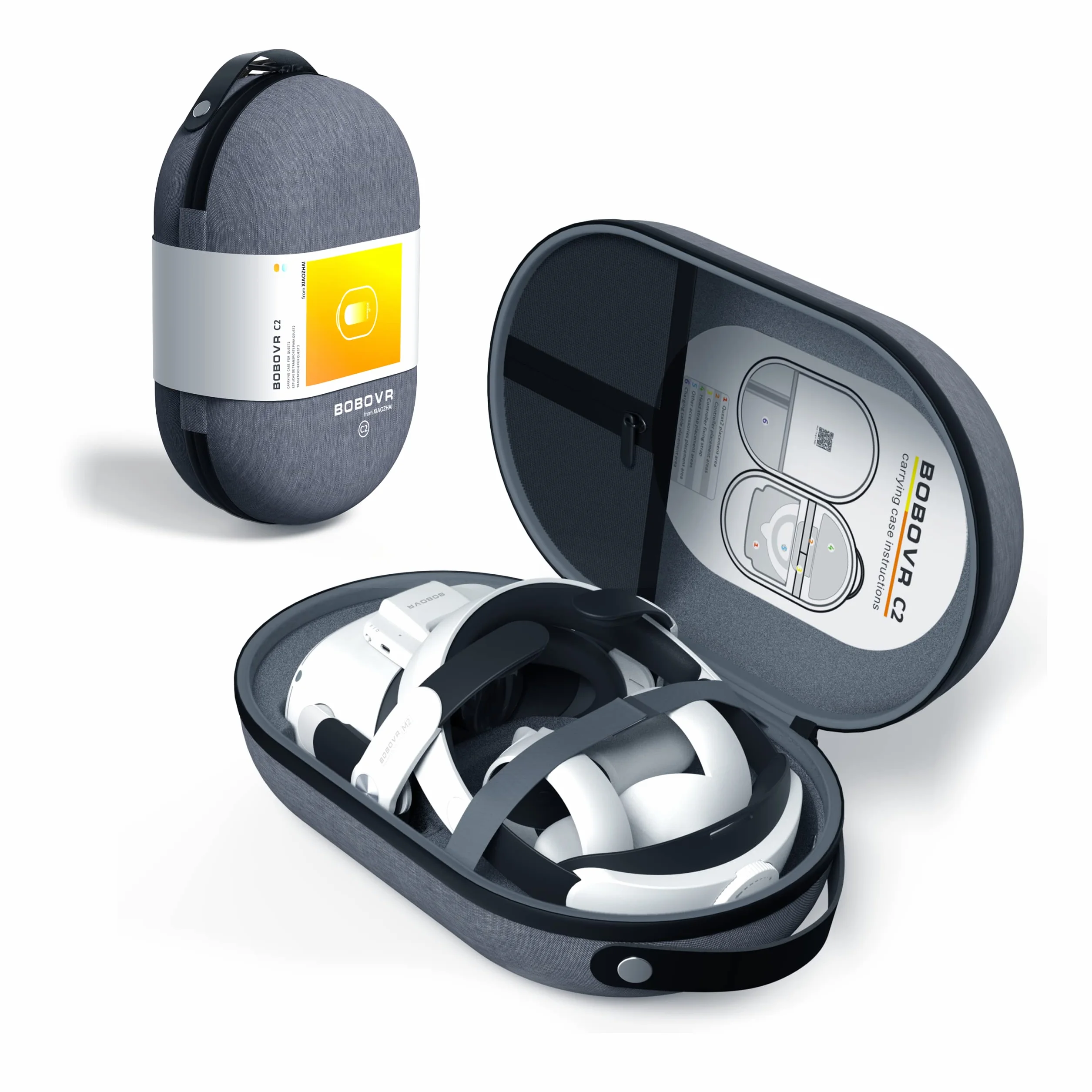 BOBOVR C2 Futerał kompatybilny z Quest 2/Quest 3/Pico 4 Elite Strap i BOBOVR M2 M3 Pro Hard Large Space