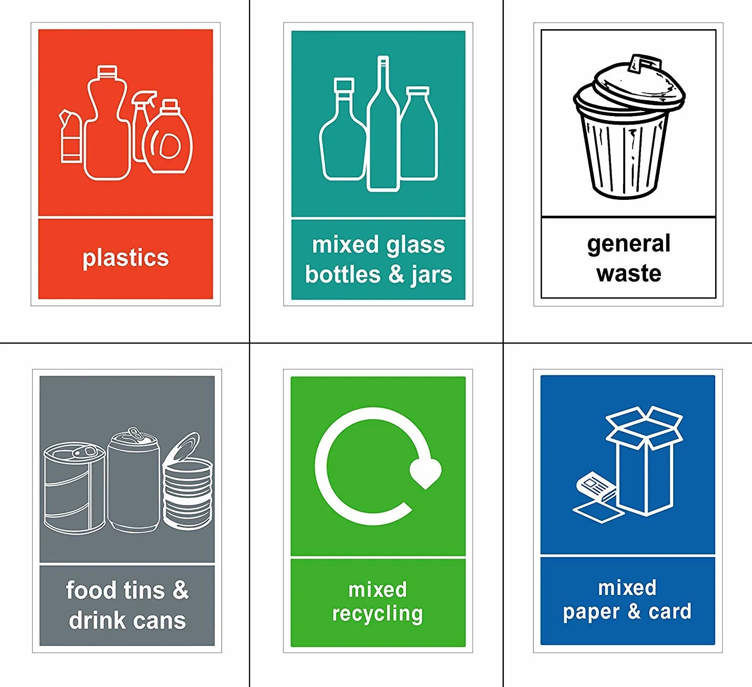 Étiquettes Autocollantes pour Poubelle de Recyclage 6 Pièces A6 100x150 mm