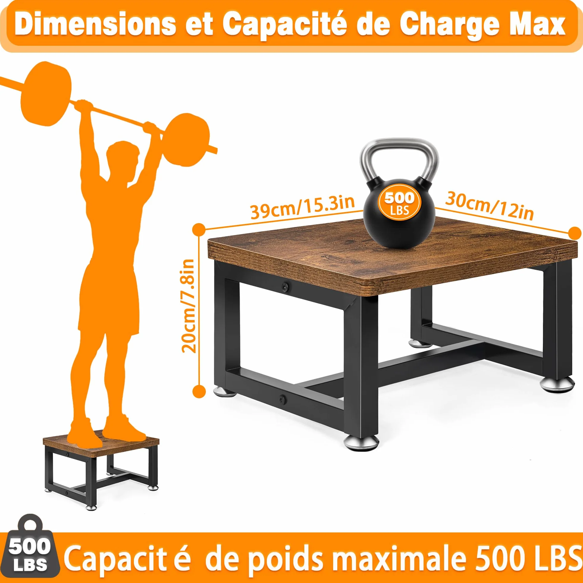 OUUTMEE Marchepied en Bois pour Enfants et Adultes, marchepied à 1 Niveau pour Lit en Hauteur avec Pieds Antidérapants Jusqu'à 150KG, Marchepied pour Cuisine, Chambre à Coucher, Salle de Bain (Marron)