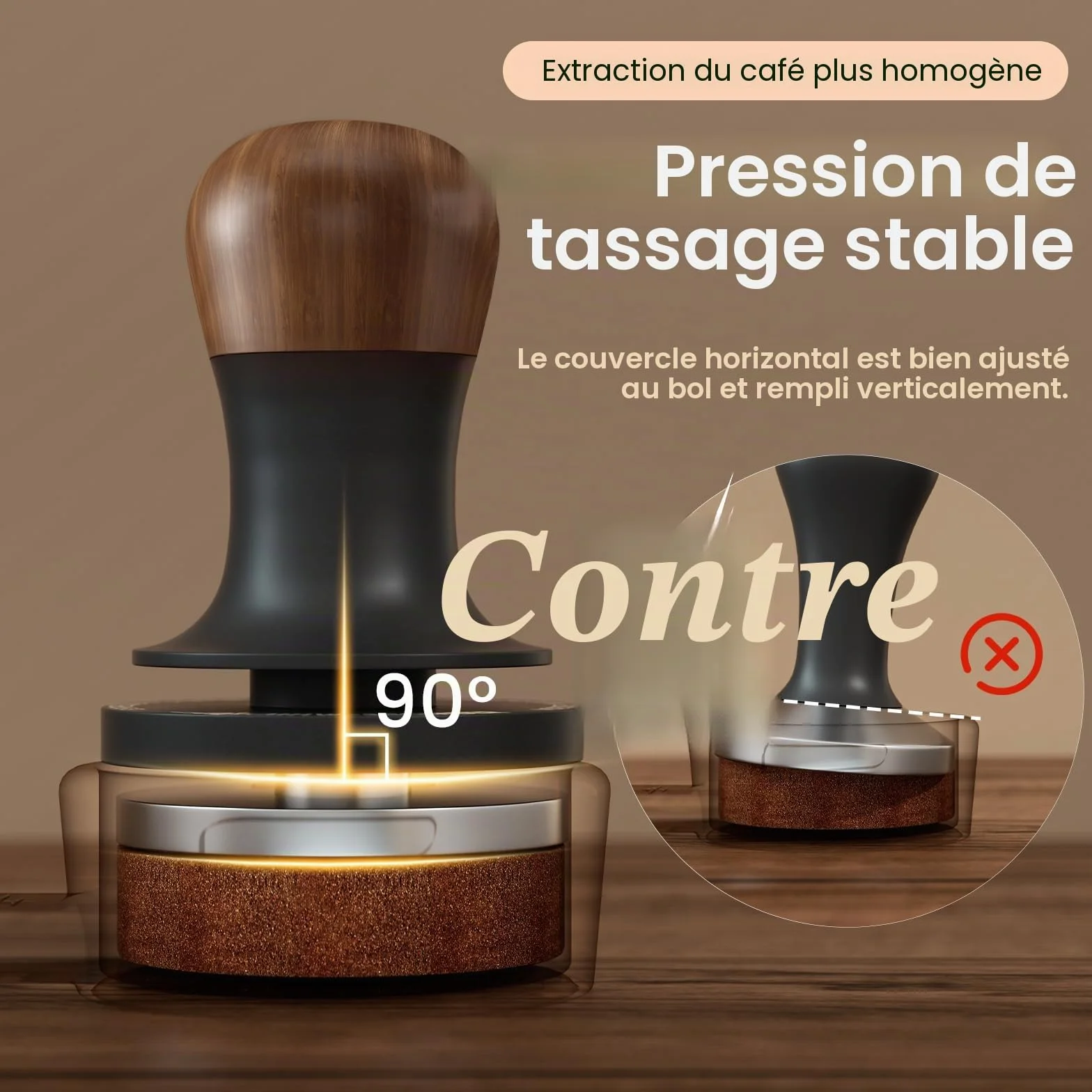 MHW-3BOMBER 2.0 Tamper à café 58 mm avec Pression constante, Retour sonore, 3 Ressorts intégrés 15/30lbs, Tamper Espresso 58,35 mm, modèle : T6172T