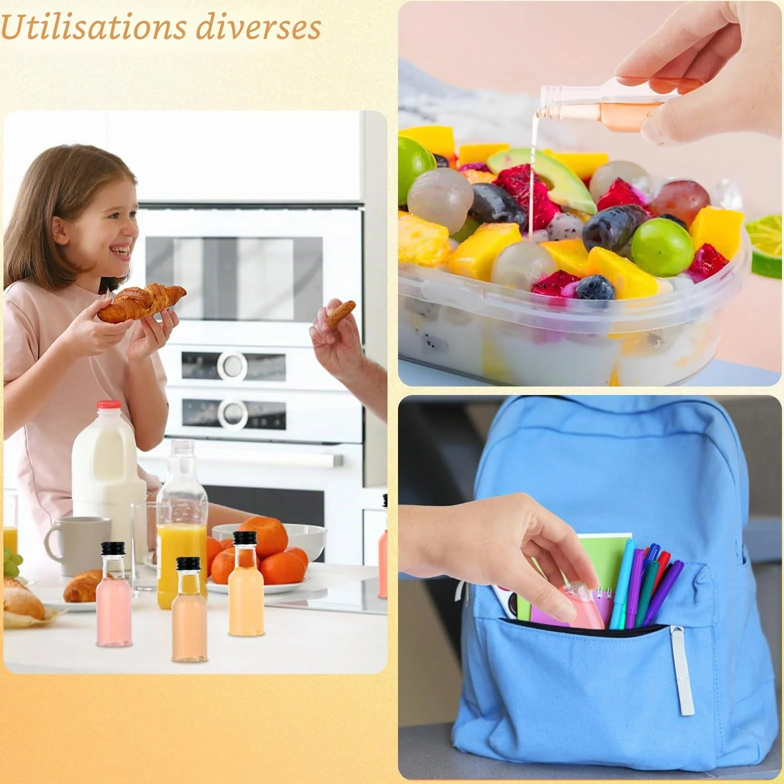 Lot de 100 Pièces Bouteilles de Liqueur en Plastique, Petite Bouteille Shot de Jus 25ml, Mignonette Alcool Vide, Mini bouteille shot, Fiole Plastique pour Mariages, Fêtes