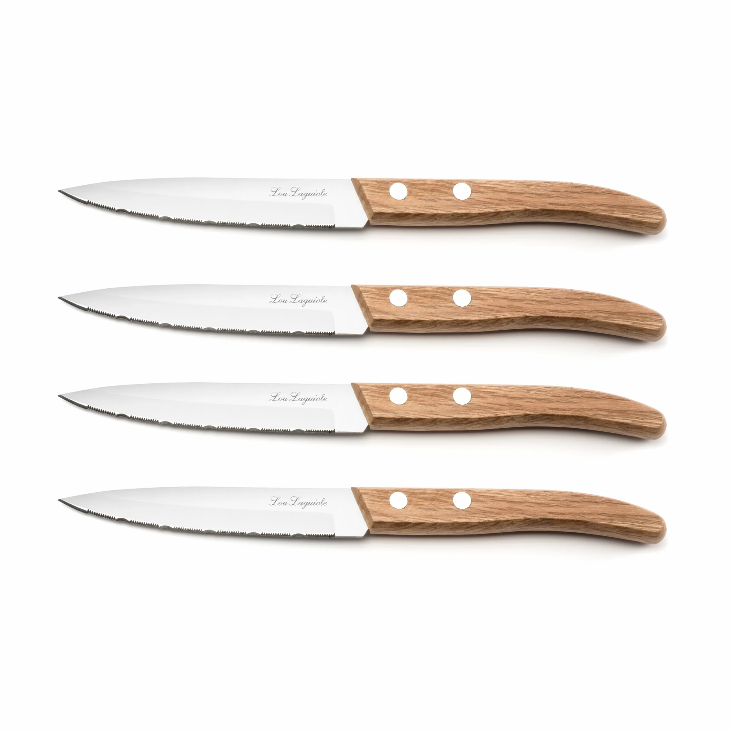 Set de 4 couteaux de cuisine Laguiole Forest, acier Inox 13C, manche bois naturel