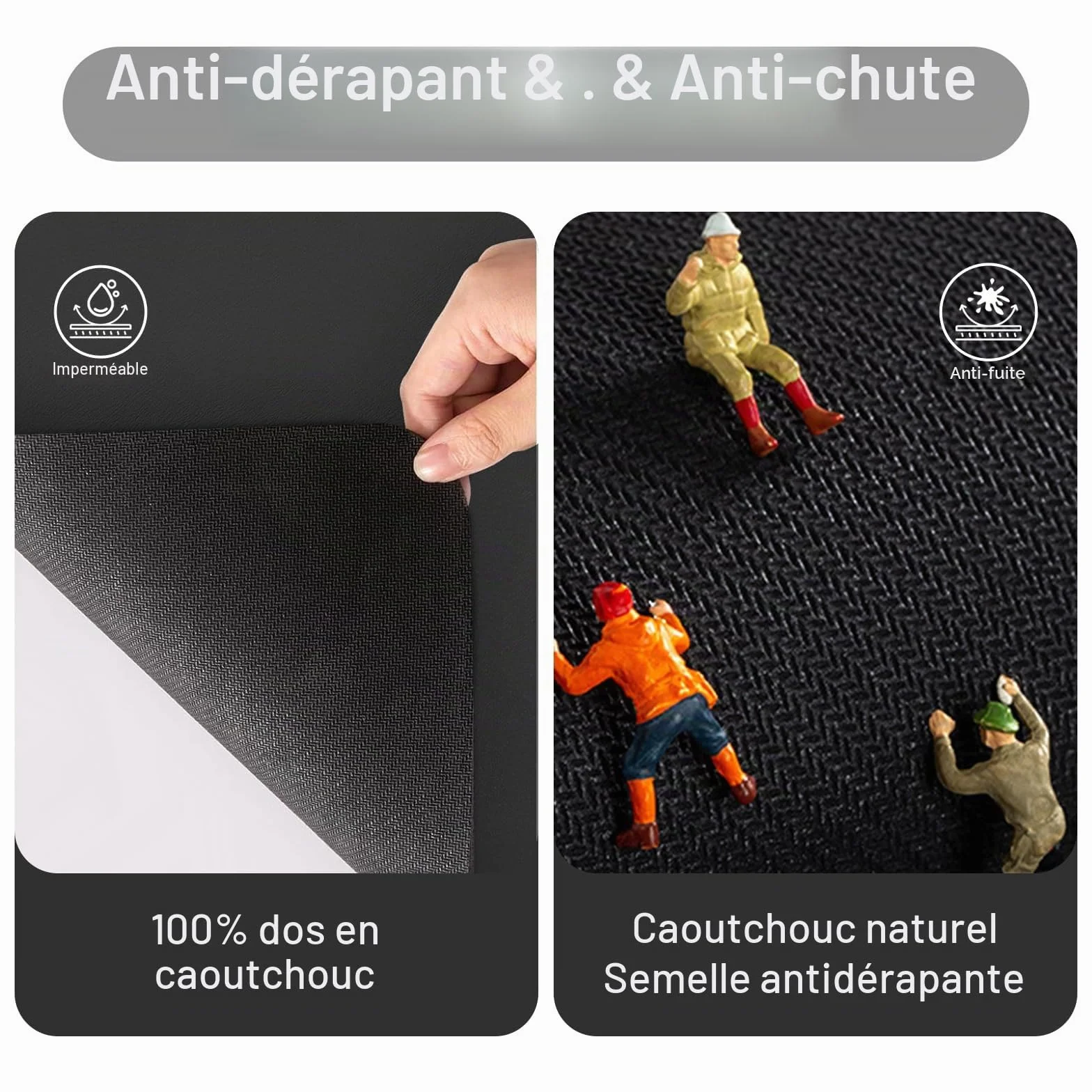 Tapis de Bain Diatomite 60x90cm Absorbant Mousse à Mémoire de Forme Gris Foncé