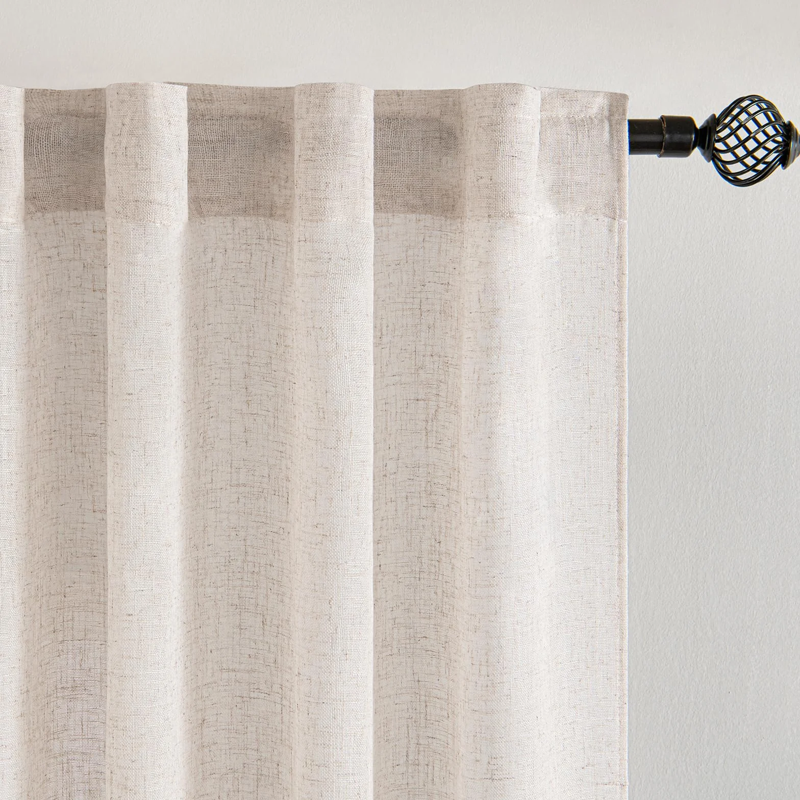 MIULEE Rideau Voile Modernes en Lin Translucide pour Deux Portes de Balcon Rideaux pour Salon Chambre à Coucher Lot de 2 Lin Naturel Blanc HxL 245x140 cm