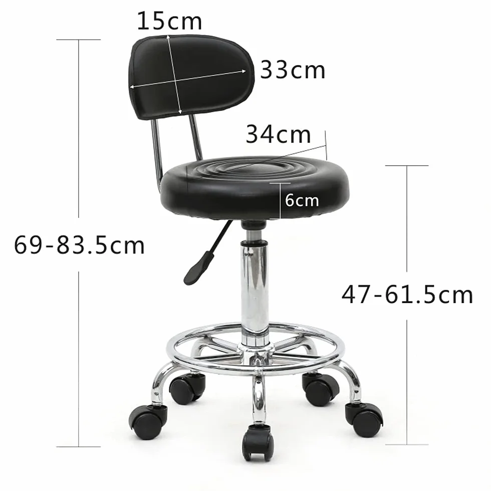 Alightup Tabouret de Bureau avec Dossier, Rotation 360°, Hauteur Réglable 47-61,5 cm, Noir
