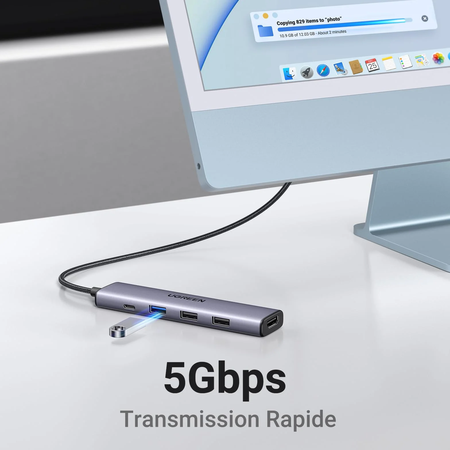 UGREEN Revodok 105 Hub USB C HDMI 4K PD 100W Charge 5 en 1 Adaptateur USB C vers HDMI Compatible MacBook iPad Pro Air Surface