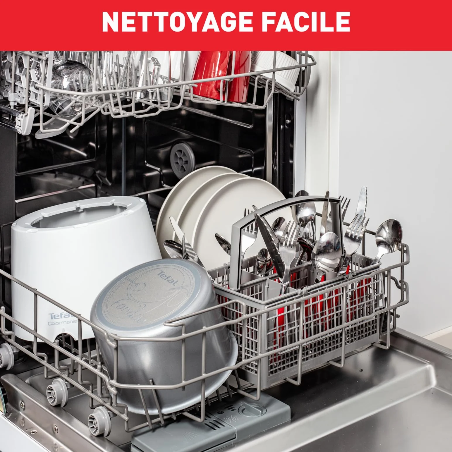 Tefal Appareil à fondue 8 personnes, Fondues Bourguignonnes, Savoyardes, Chocolat, Chinoises, Paroi isolante Thermorespect, Caquelon antiadhésif, Thermostat réglable, Fabriqué en France EF260312