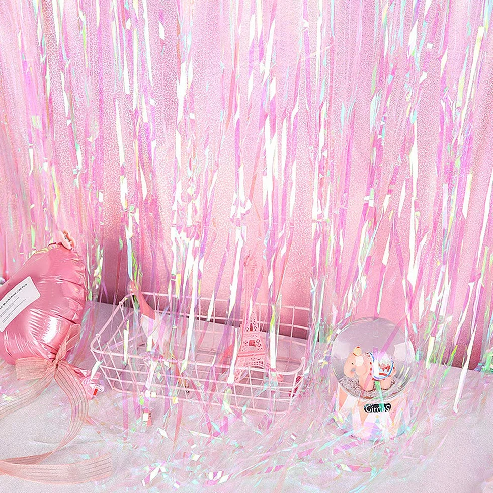 TRIXES Toile de Fond en Rideau à Franges Irides Décoration Mariage Sirène Licorne 2 mètres