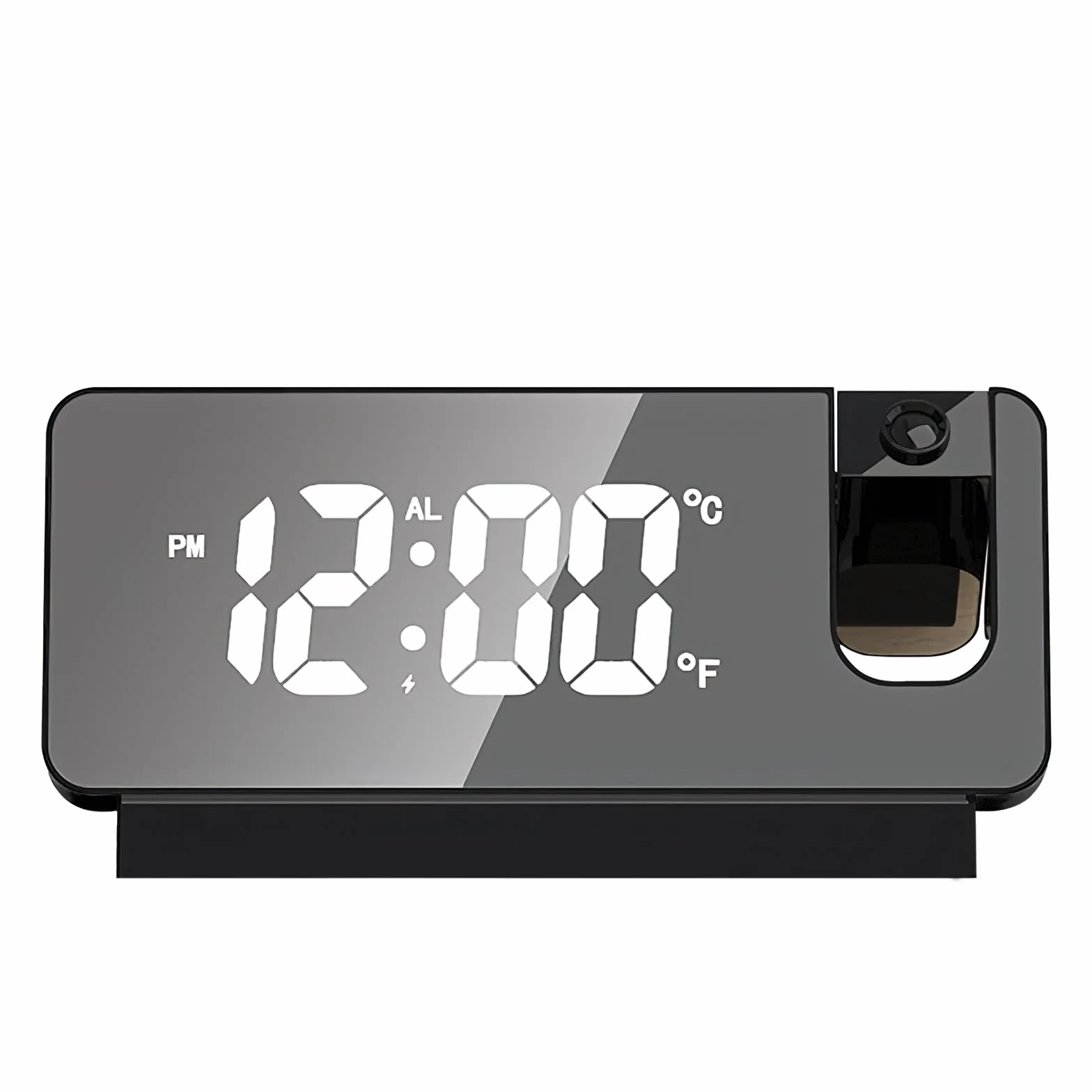 TNSLAND Réveil à Projection LED numérique 180° avec Snooze, Double Gong, Température USB