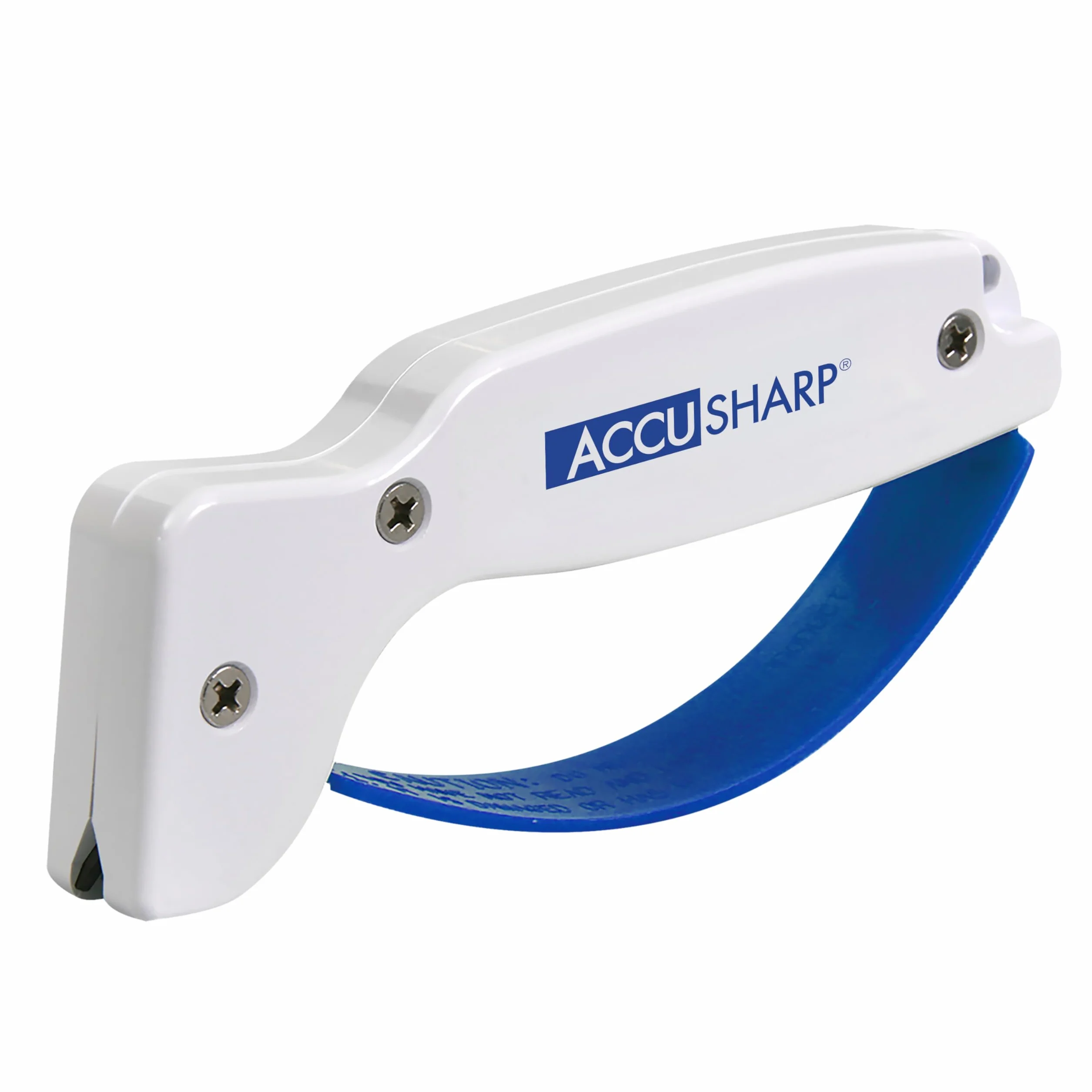 ACCUSHARP Aiguiseur de Couteaux Ergonomique Compact Facile à Utiliser pour Couteaux Droits et Dentelés Blanc