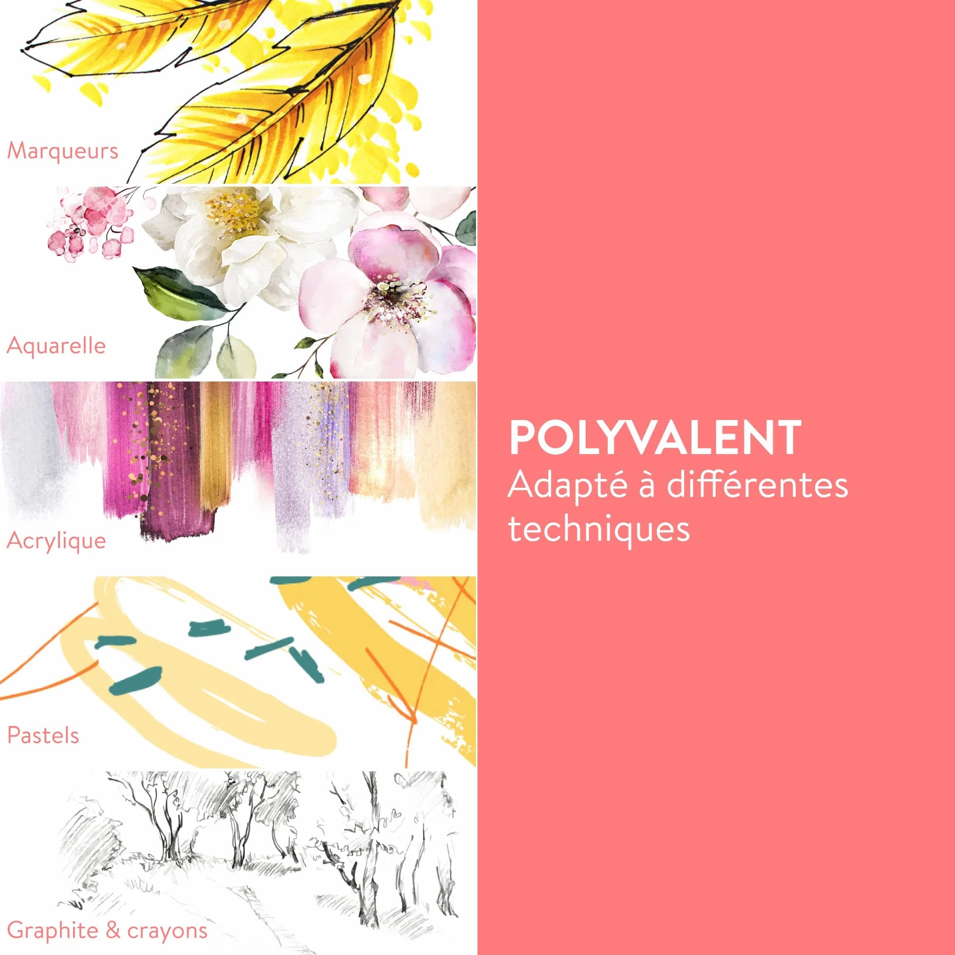 int!rend Carnet de Papier Aquarelle A5 40 Feuilles 300g - Crayon Aquarellable Stylo Pinceau à Réserve d'Eau