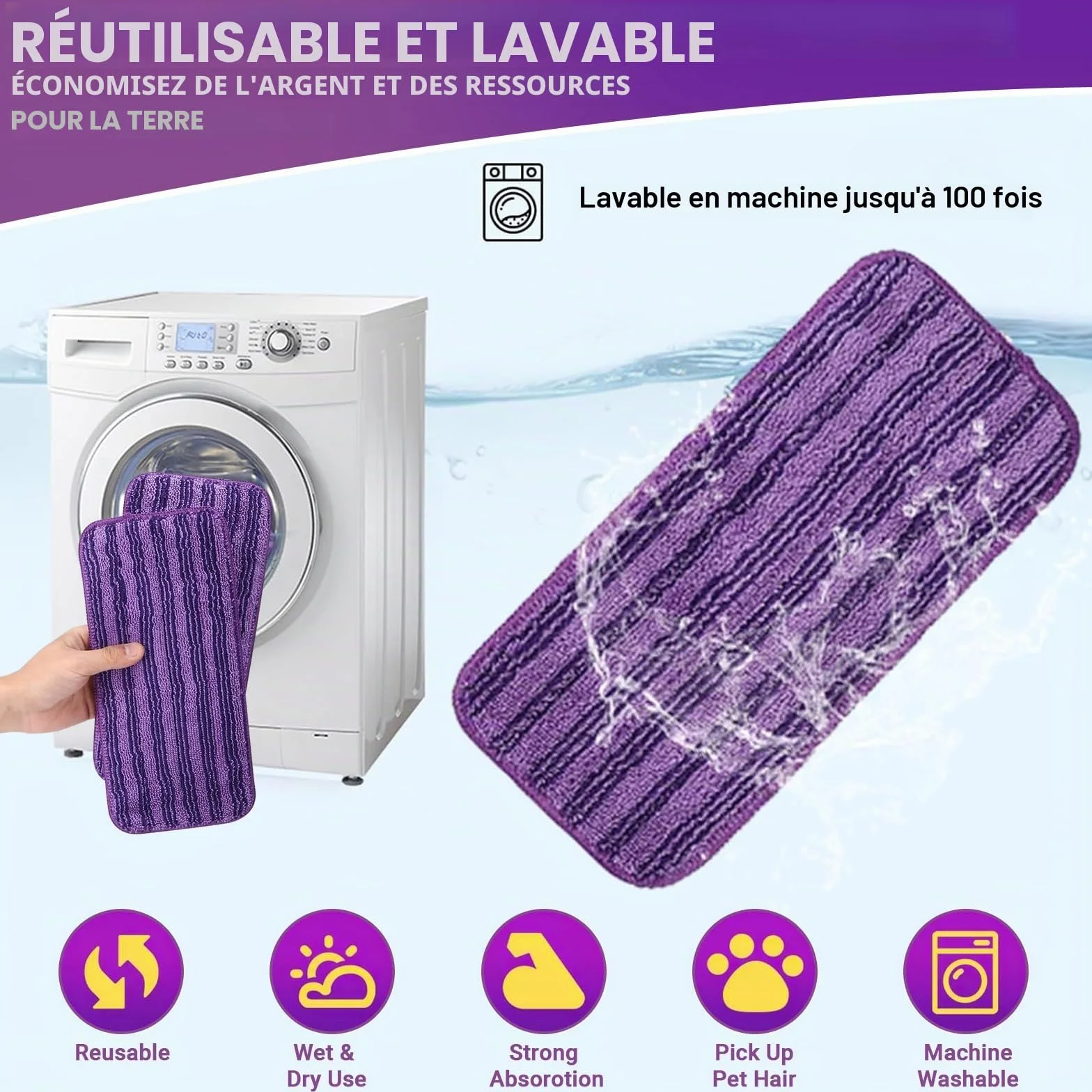 Lingettes Reutilisable Swiffer WetJet Wood, Serpillières Microfibre Remplacement, Chiffon Rechange Wet Jet Balai Spray