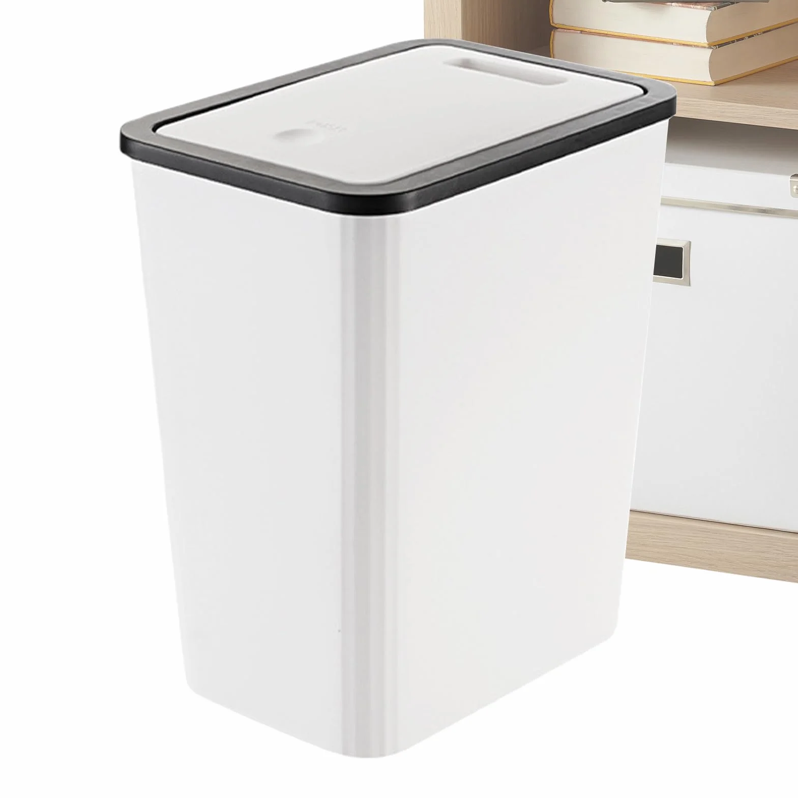 Poubelle de Cuisine 13 L Avec Couvercle Bouton-poussoir Design Peu Encombrant
