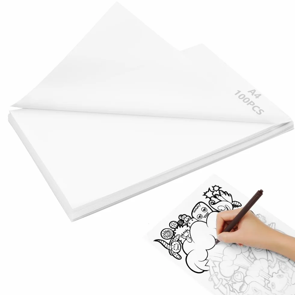 APXEL Feuille Calque Papier A4 100 PCS Transparent Dessin 63 g/m²
