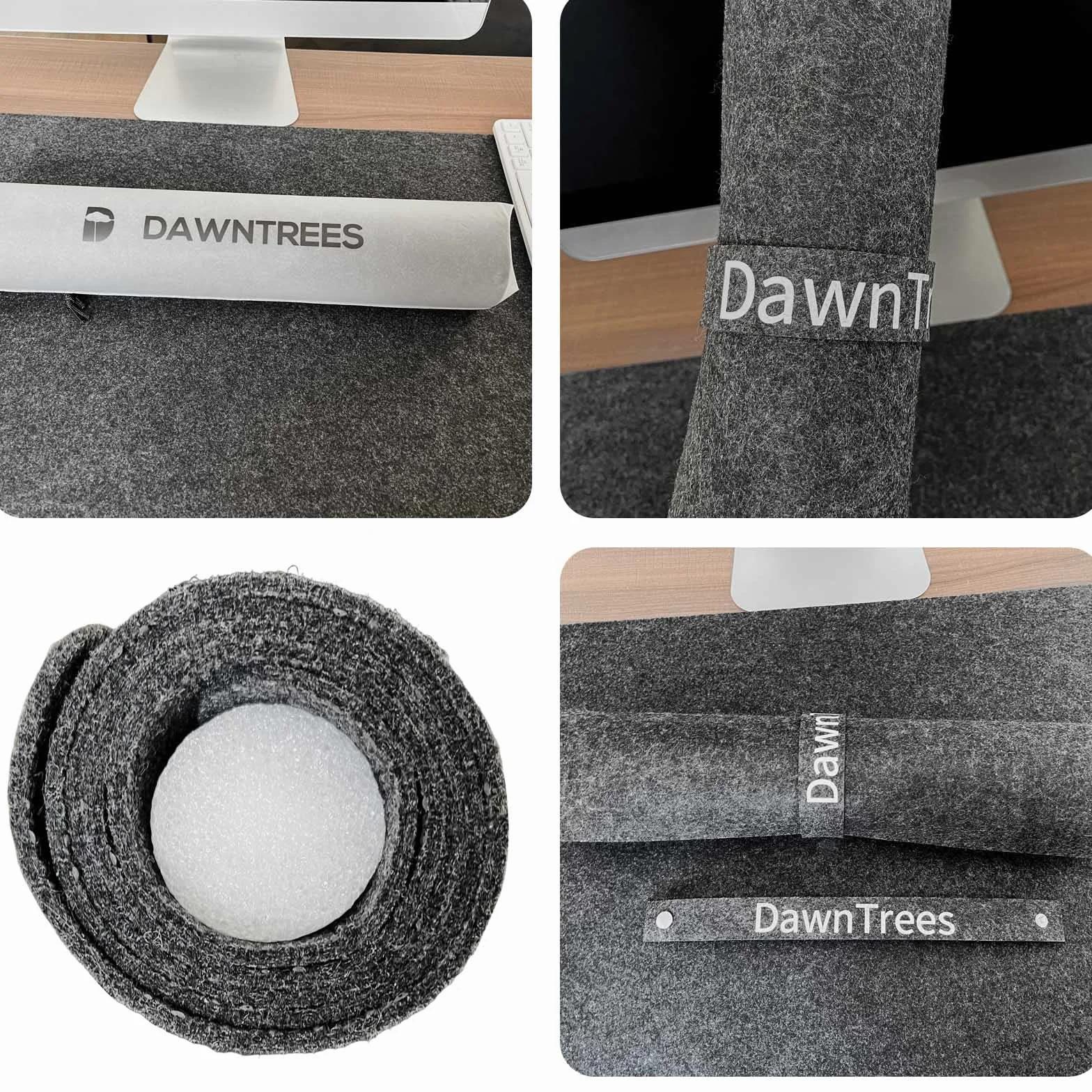 DAWNTREES Tapis de Bureau en Feutre Grand Tapis de Souris pour Clavier et Souris Gris foncé