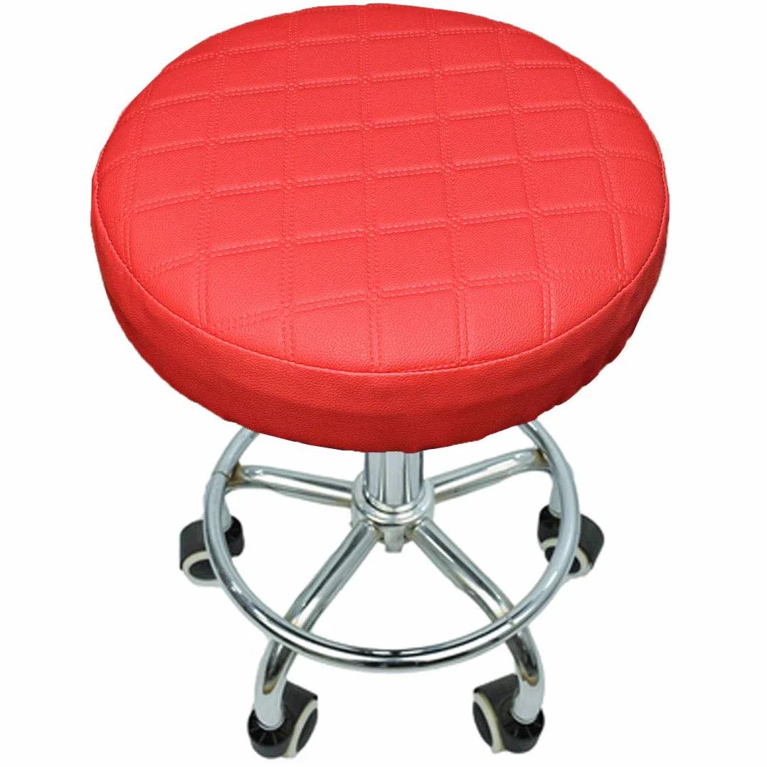 Housse de Tabouret Rond en PU Etanche 40cm Rouge