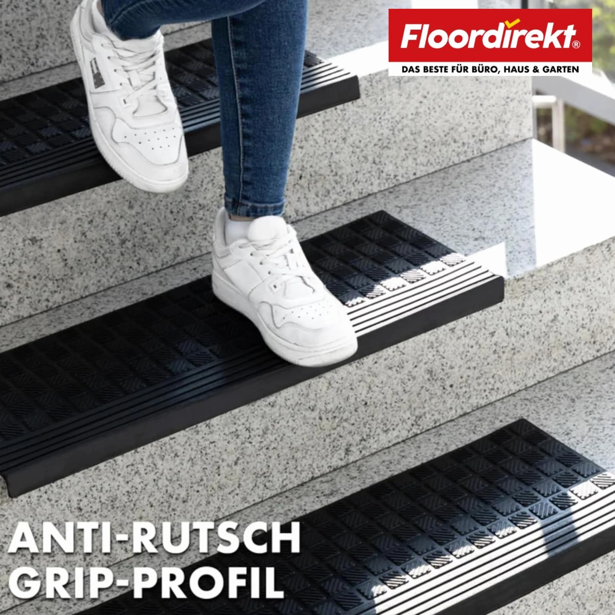 Tapis d'escalier en caoutchouc antidérapant Diamond 30 x 90 cm pour extérieur et intérieur