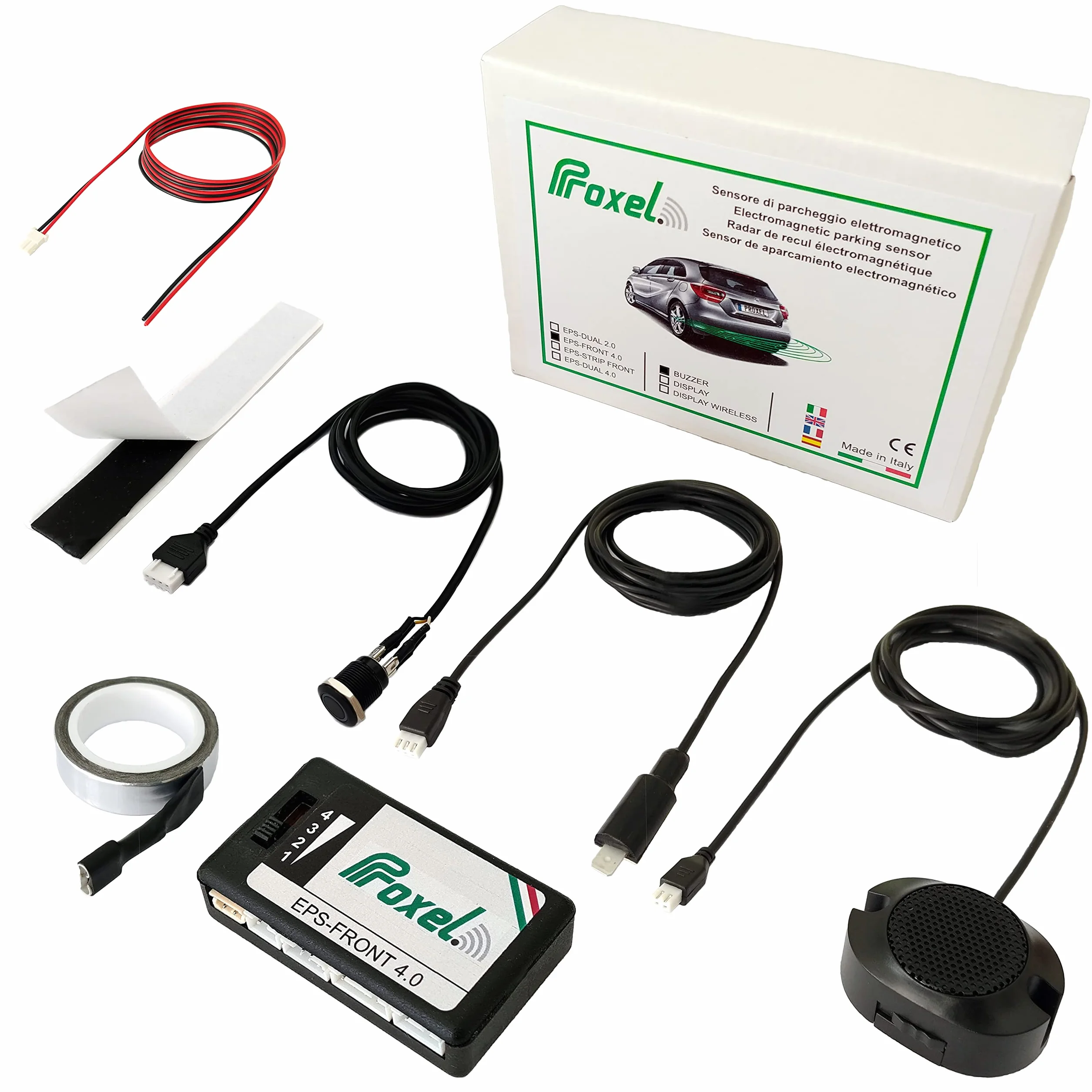 Proxel - Niewidoczne Elektromagnetyczne Czujniki Parkowania Przód + Tył, bez Wiercenia Zderzaka, Uniwersalne i Oryginalne