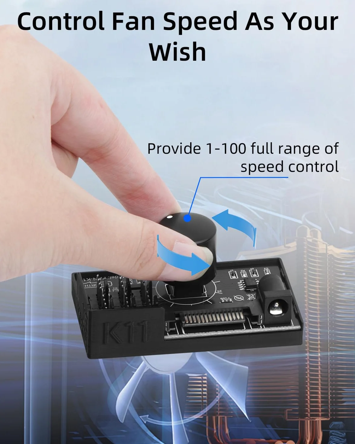 GELRHONR Kontroler wentylatora PWM, 6-portowy, 4-pinowy, 12 V PWM-PC, wejście prądu SATA i DC 5521, czarny (PWM 1-6)