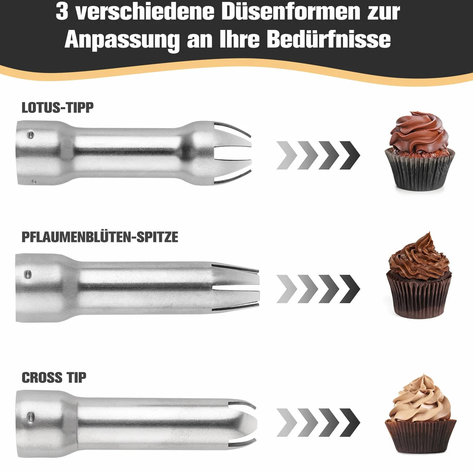 ERWEY Siphon Chantilly 500ml, Siphon à Chantilly en Aluminium, Siphons de Cuisine avec 3 Douilles et 1 Brosse de Nettoyage, Siphon de Chantilly pour Décoration Patisserie et Desserts (Noir)