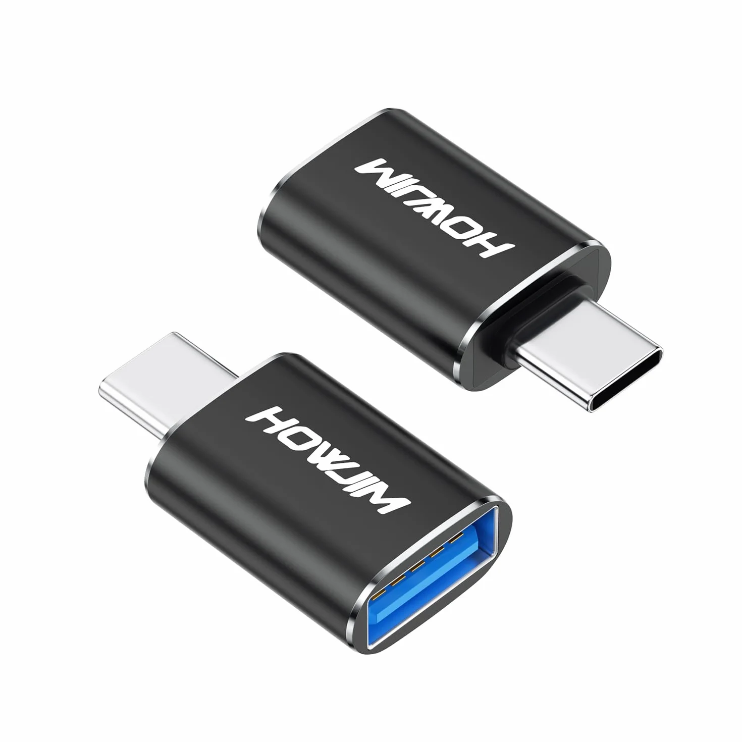 Adaptateur USB C vers USB Lot de 2, Charge Rapide 100W, 10Gbps USB 3.2 Femelle vers Type-C Mâle OTG Noir