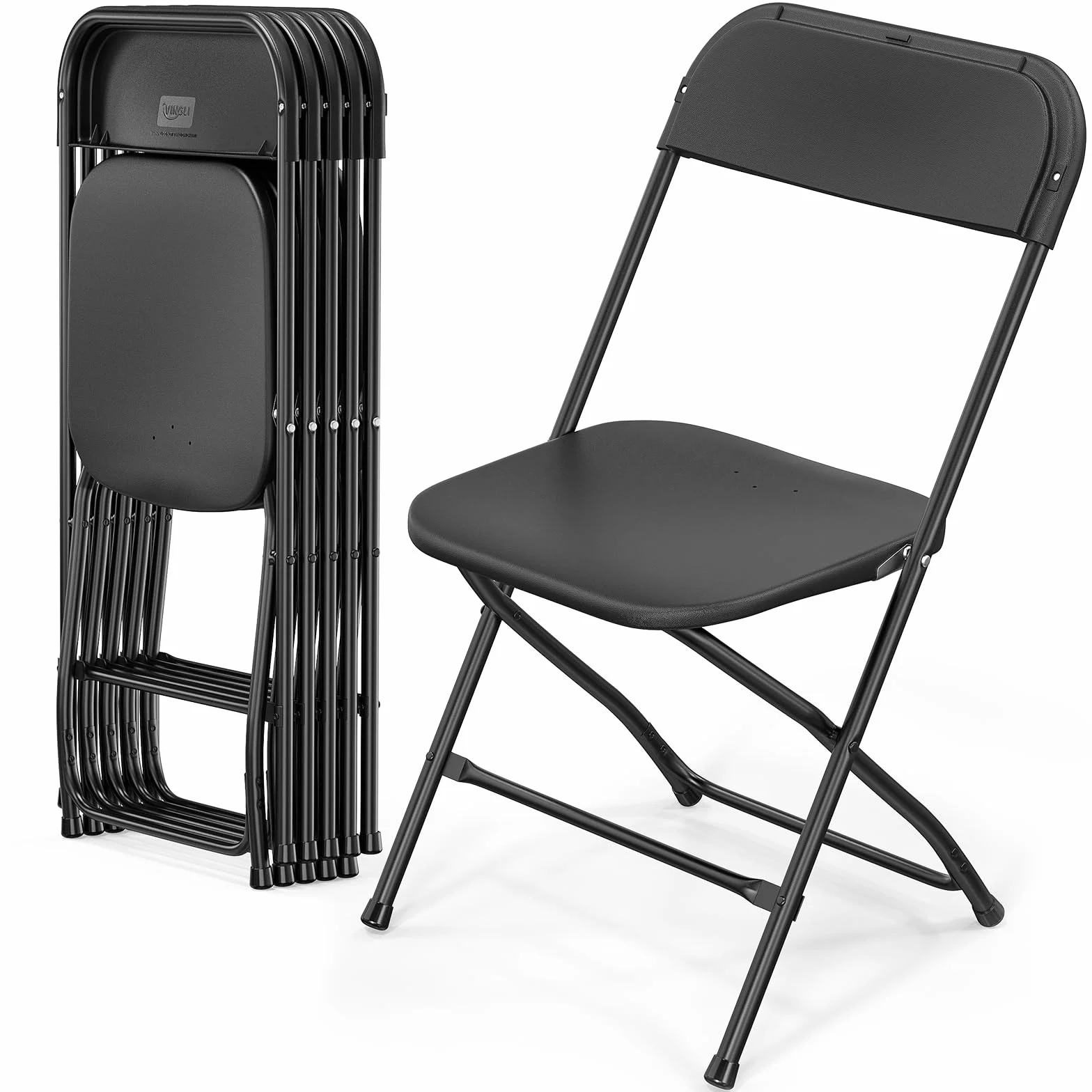 Bonnlo Chaise Pliante, Set de 6 Chaises de Jardin, Chaise Pliante Camping Balcon Jardin, Empilable, en Métal & Matière Synthétique, jusqu'à 158Kg, Noir