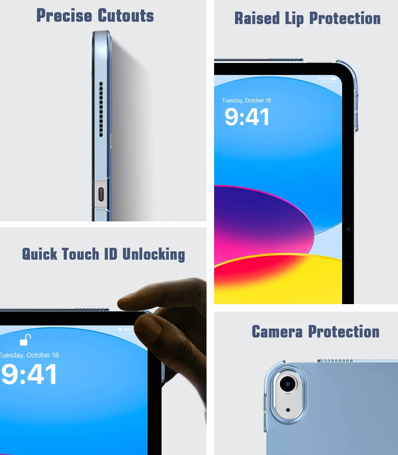 TiMOVO Coque iPad 11ème Génération 11 Pouces 2025, iPad 10ème Génération 10,9 Pouces 2022, Housse Arrière Translucide PC Bleu Abysse