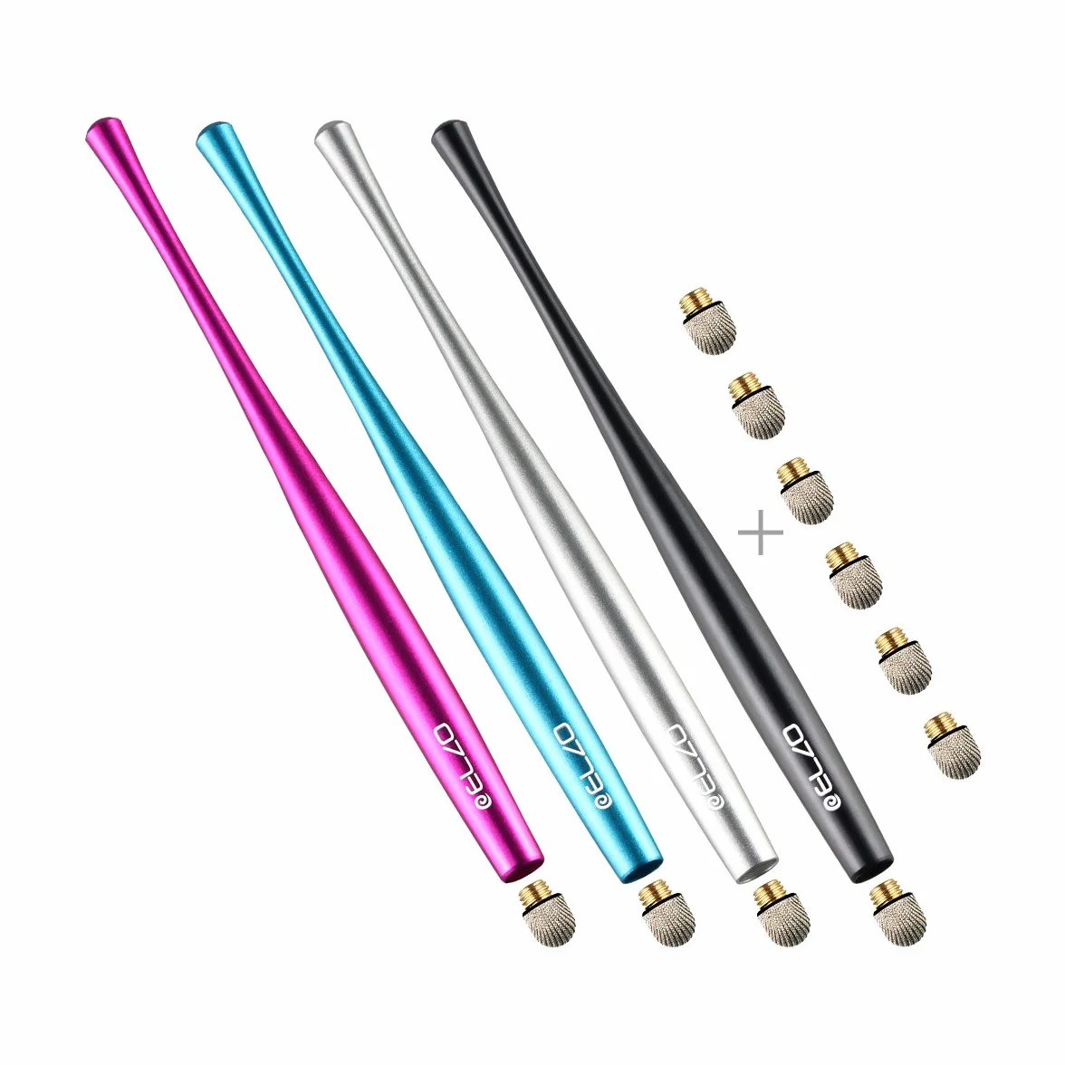 ELZO rysik 4 sztuki rysik uniwersalny rysik dotykowy 100% kompatybilny ze wszystkimi tabletami ekran dotykowy iPhone iPad Samsung Surface Huawei Chromebook, czarny, srebrny, jasnoniebieski i różowy