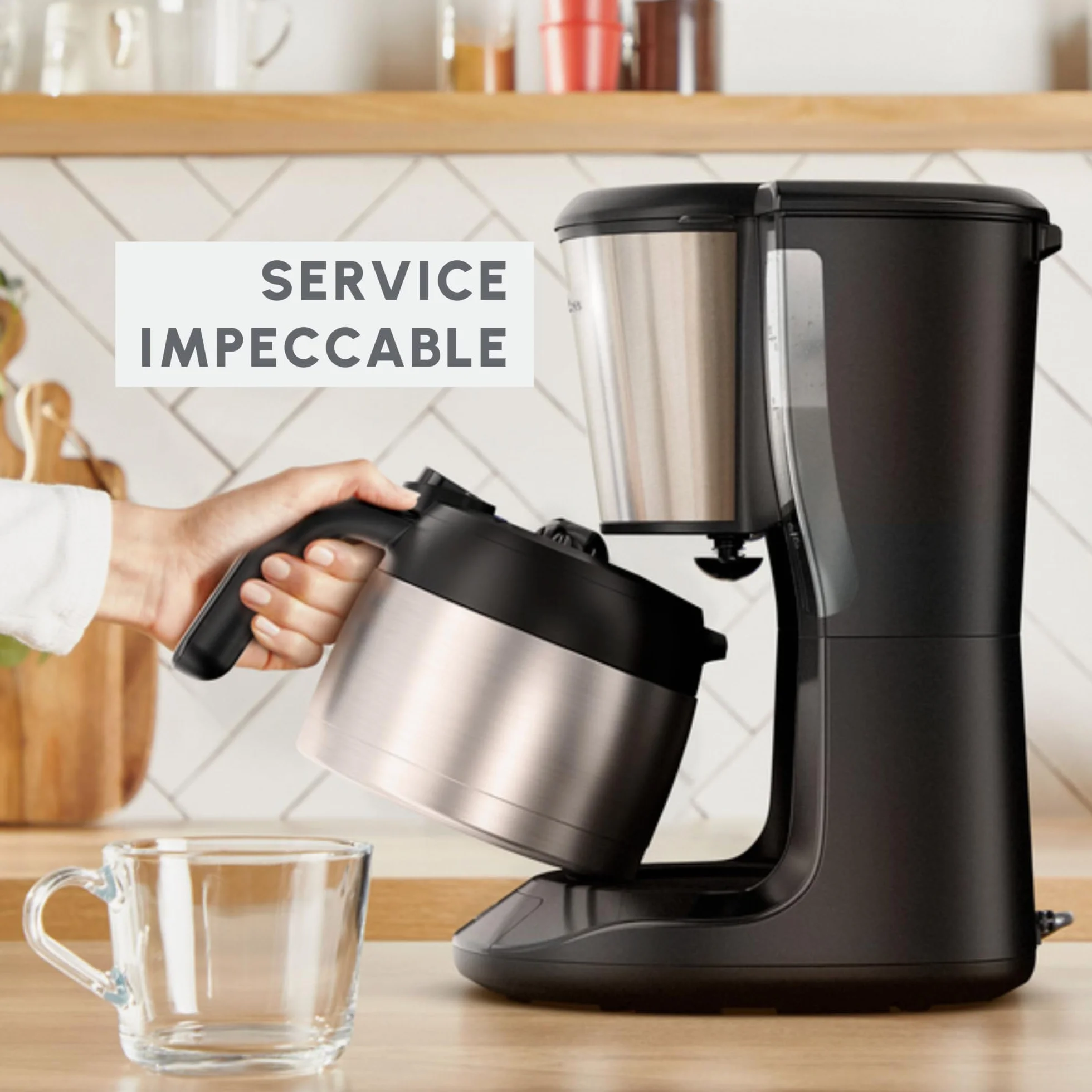 Moulinex Subito, Cafetière filtre programmable avec verseuse isotherme, Capacité de 0,9 L, 12 tasses, Noir et Inox, FT5S2DE0