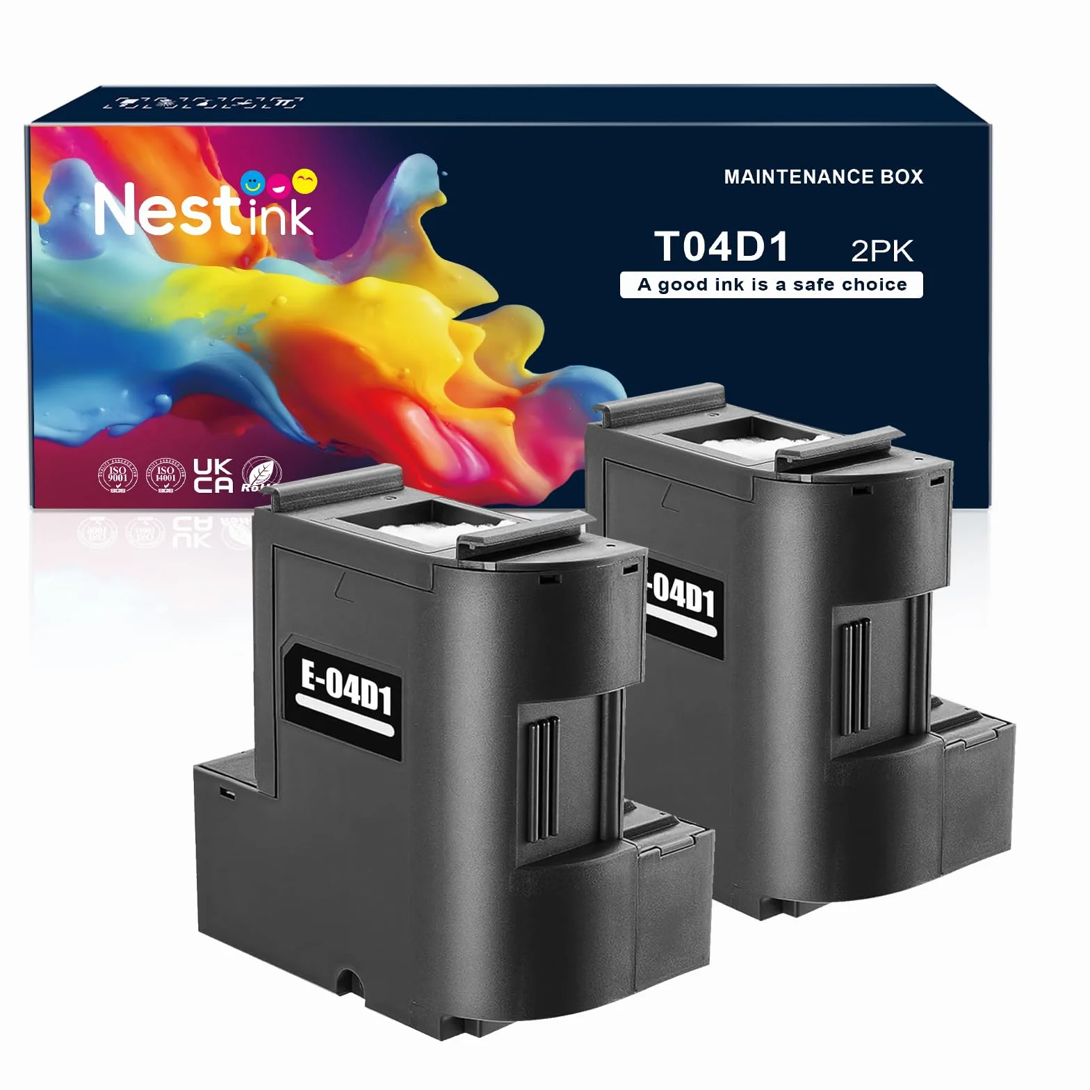 Boîte d'entretien compatible Epson EcoTank T04D1 (C13T04D100) lot de 2 pour ET-15000 ET-3850 ET-4850 WF-2960 XP-5200