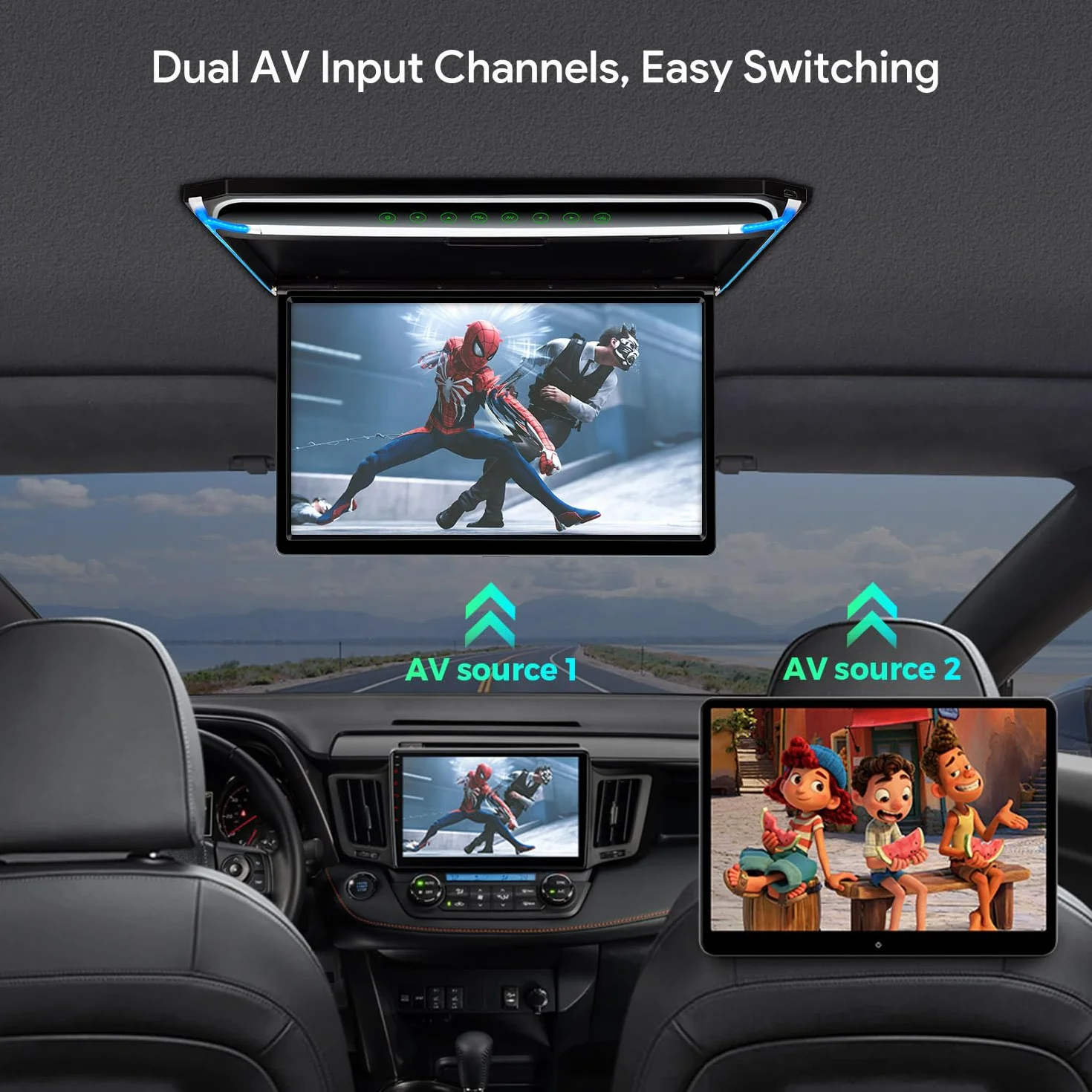 Nowy XTRONS 17,3-calowy 16:9 ultra-cienki cyfrowy ekran TFT FHD 1080P wideo samochodowy odtwarzacz sufitowy zamontowany na dachu z wbudowanym portem HDMI/SD/USB/Infrared/FM