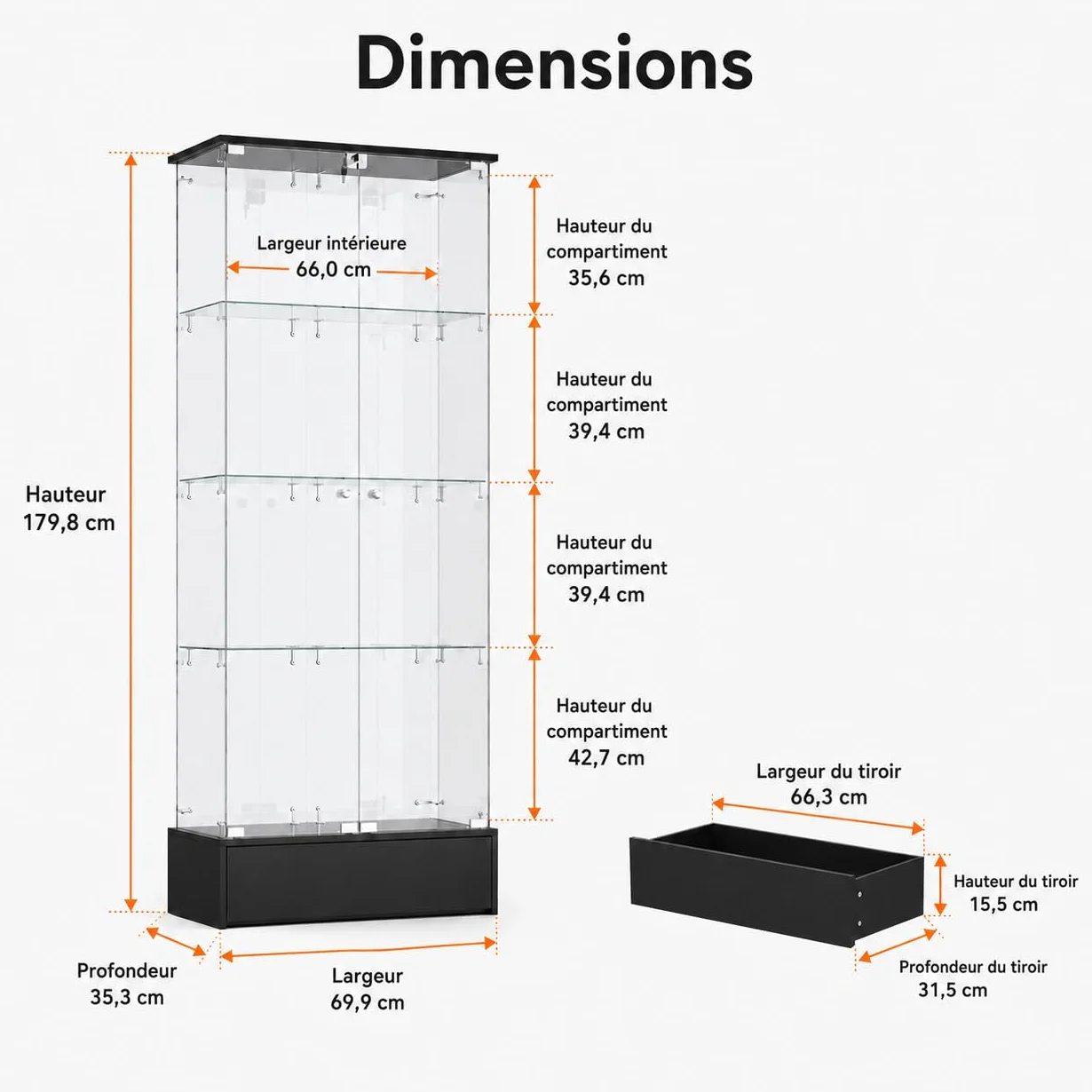 Vitrine en verre trempé