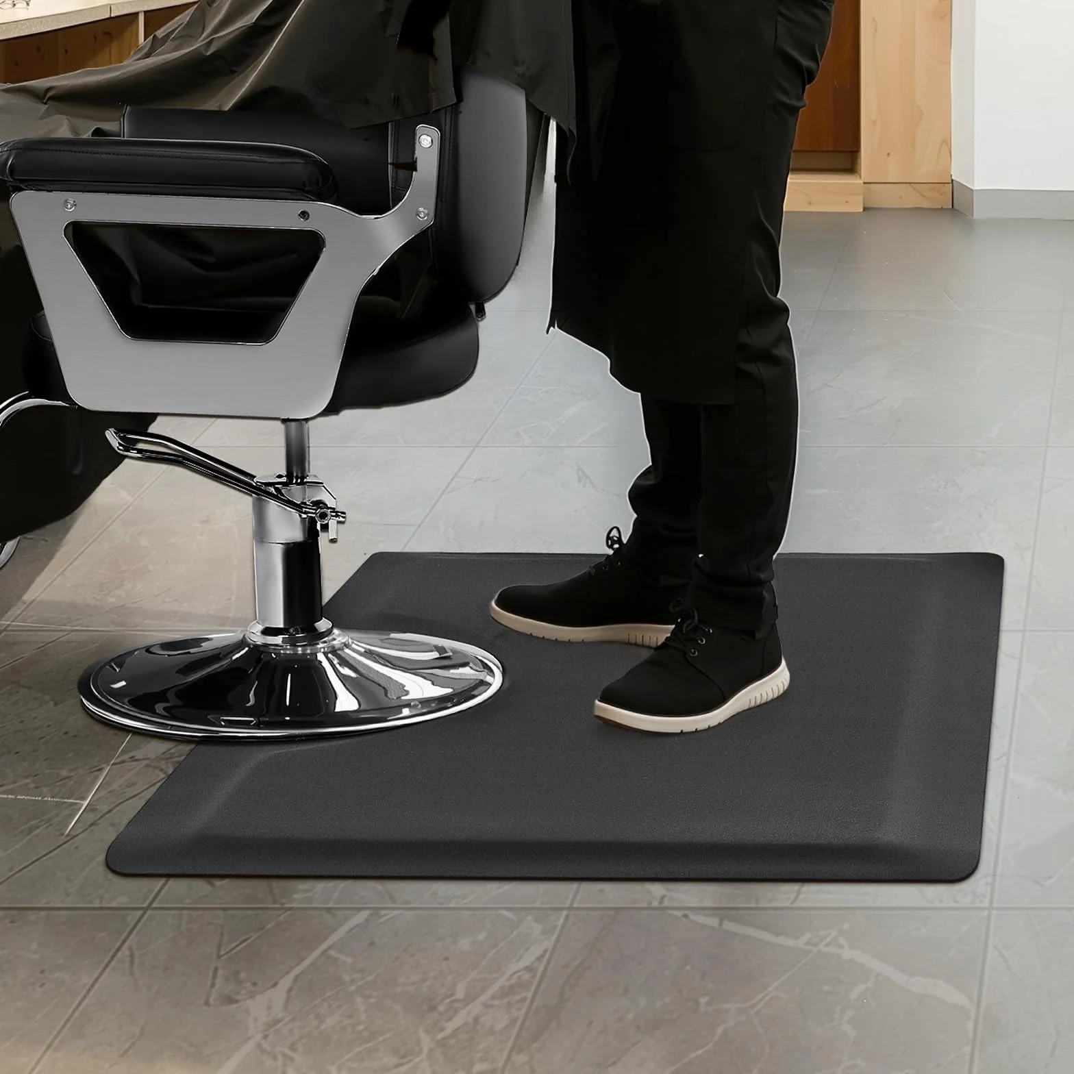 VEVOR Tapis de Chaise de Salon Coiffure, 1525x910x13 mm, Tapis de Sol Salon Coiffeur Anti-Fatigue pour Base de Chaise Circulaire, Surface PVC, Bords Biseautés Anti-trébuchement, Dessous Antidérapant