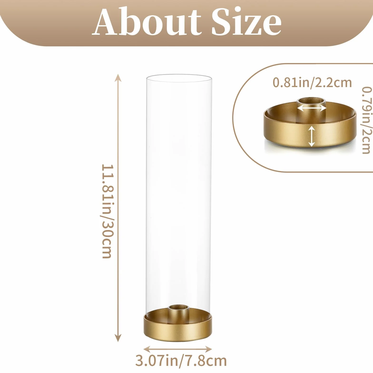 Sziqiqi 6 Pièces Bougeoir Or pour Centre de Table Mariage 30cm - Bougeoirs en Métal Moderne Chandeliers en Verre Photophore Decorative Cadeau pour Mariage Noël