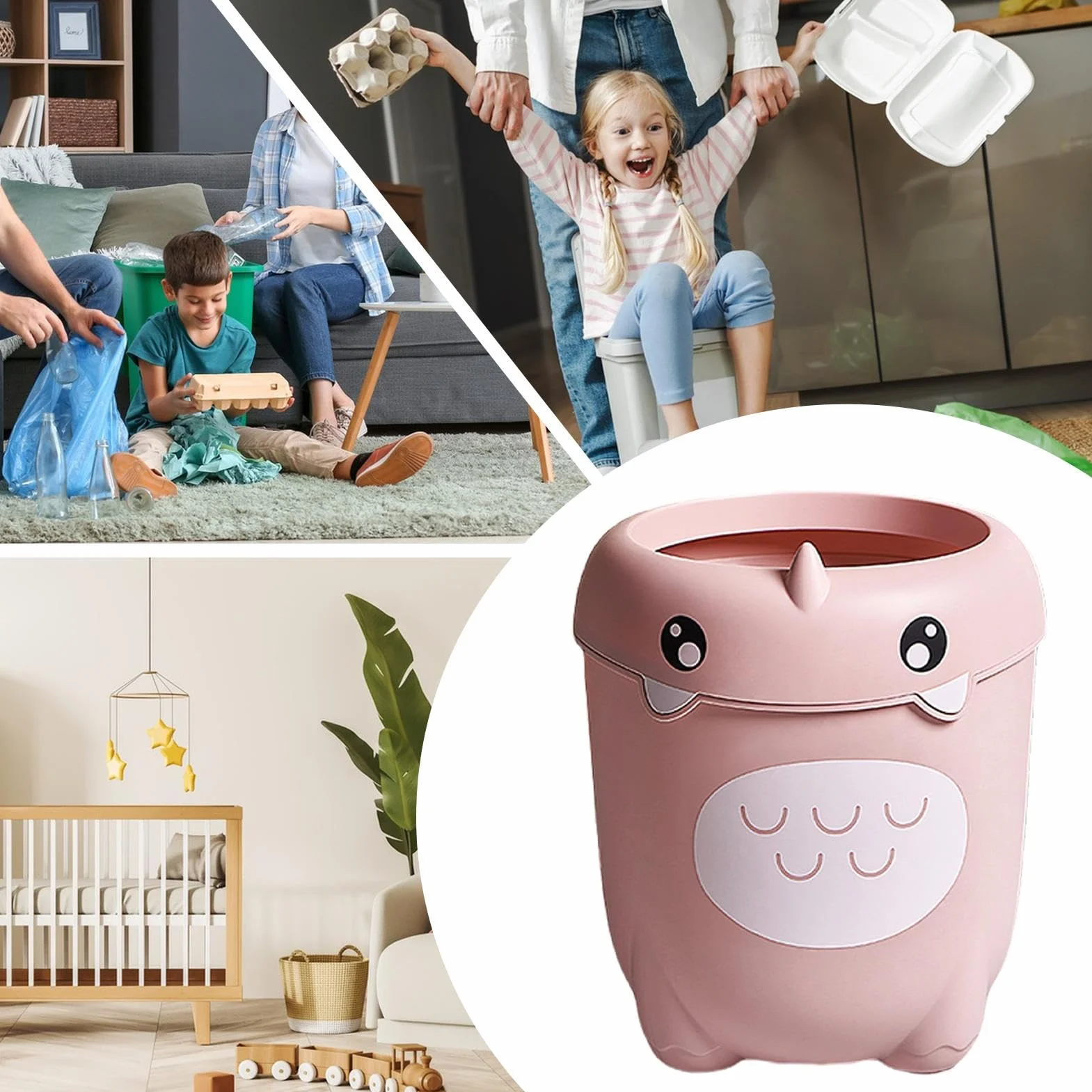 Poubelle Enfant Dinosaure Mignonne Grande Capacité Rangement Déchets Salle De Bain