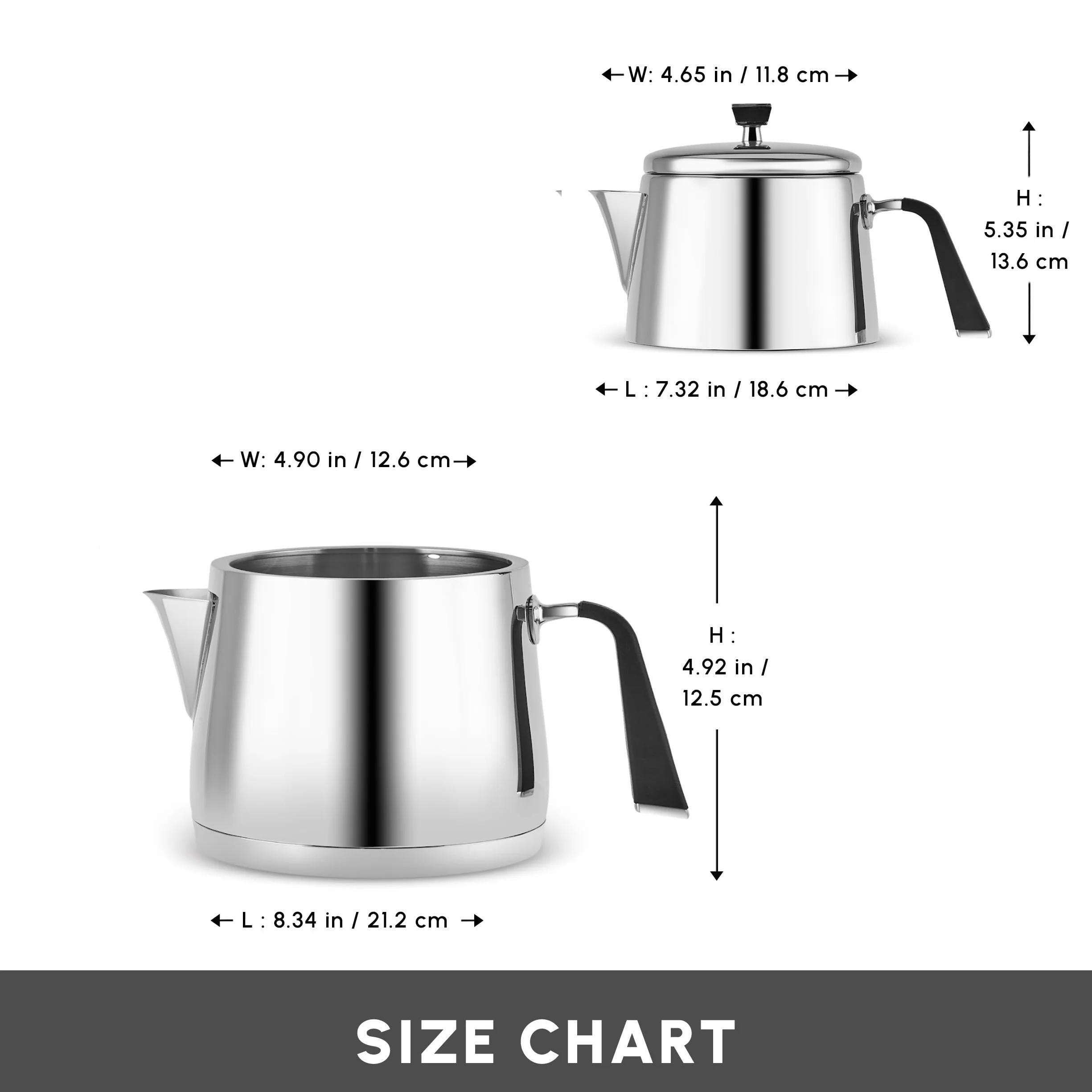 Karaca Fiona Set de Théière Turque en Acier Inoxydable, Bouilloire 2L, Théière 1L, Poignées Résistantes à la Chaleur, Finition Poli, Turkish Teapot & Caydanlik, Compatible Induction, Noir